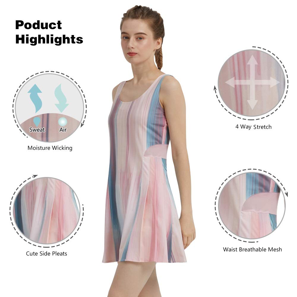 Women's Sleeveless Tennis Dress - Breathable Mesh Workout Dress for Running, Yoga & Gym - Athletic Sports Dress for Women & Girls