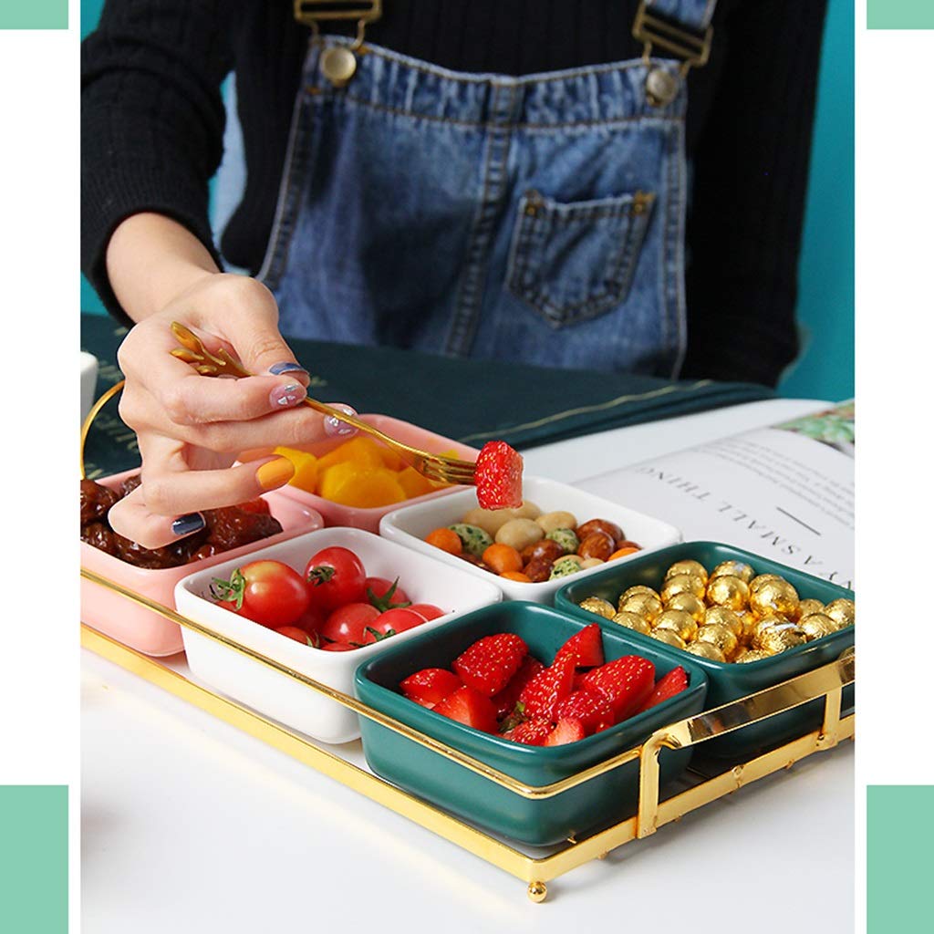 Multifunctional Snack Dish Set - 6-Piece Colorful Serving Plates for Fruits, Nuts, Candy, French Fries & Salad | Perfect for Parties, Picnics & Home Entertaining (Green)