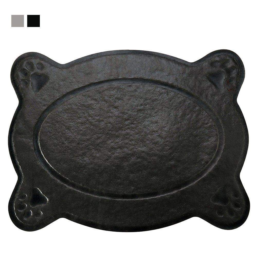 Waterproof Non-Slip Pet Food Mat with Paw Print Design - Washable Cat Dog Feeding Bowl Placemat for Messy Eaters | Perfect for Kitchen Floor, Crate Training & Travel Use