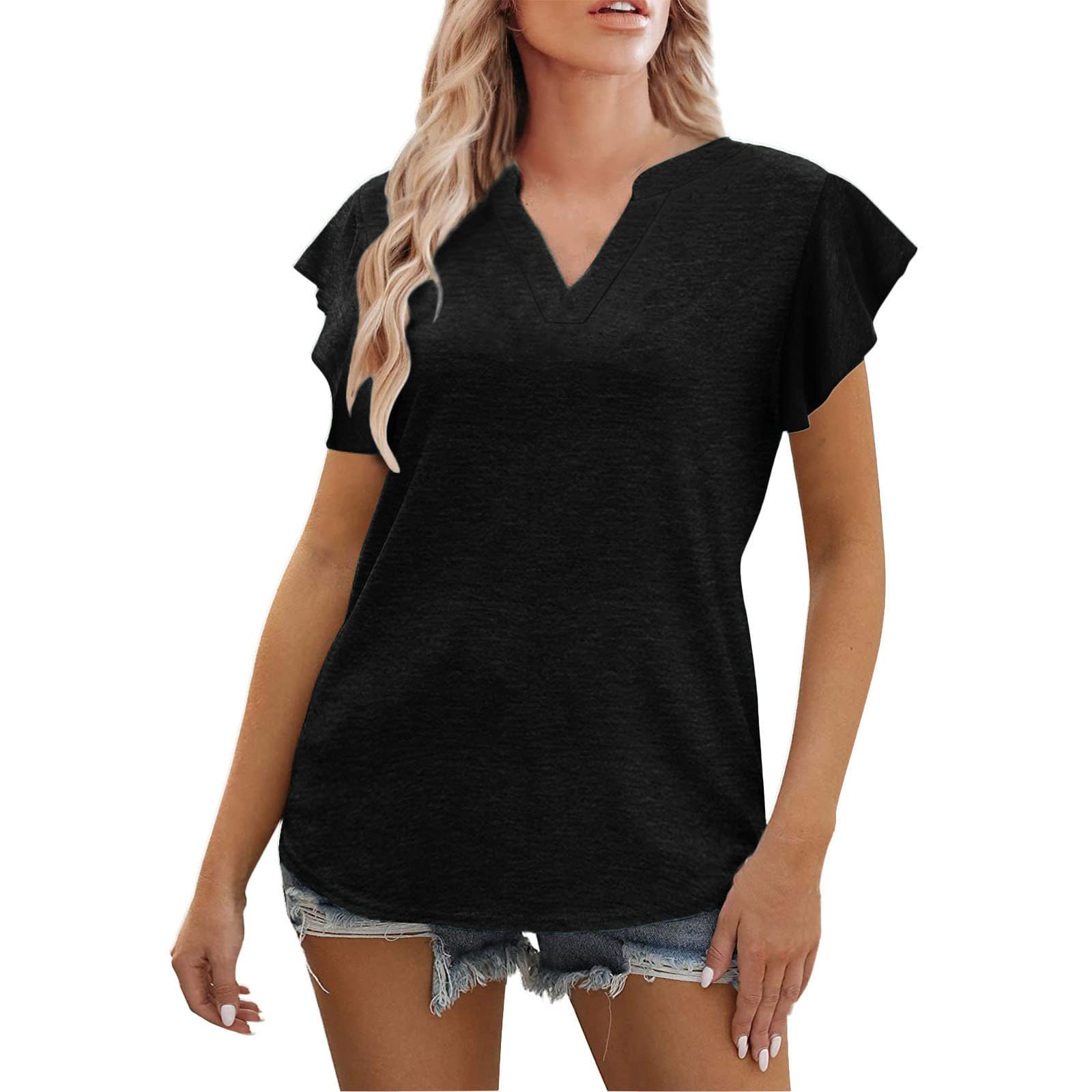 Women's V-Neck Short Sleeve T-Shirt - Soft Summer Casual Basic Tee for Women | Perfect for Everyday Wear, Outings & Layering