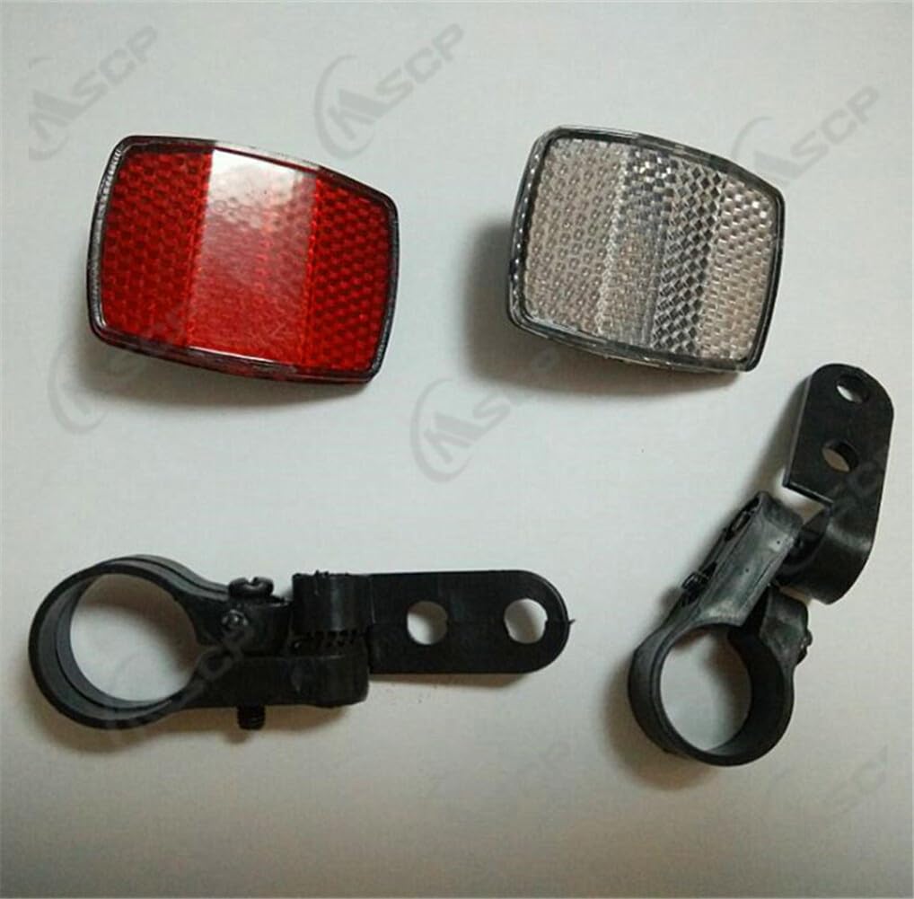 Bike Front & Rear Reflector Kit - White Handlebar Reflectors with Bracket for Road Safety | Bicycle Accessories for Night Riding & Cycling Commuters