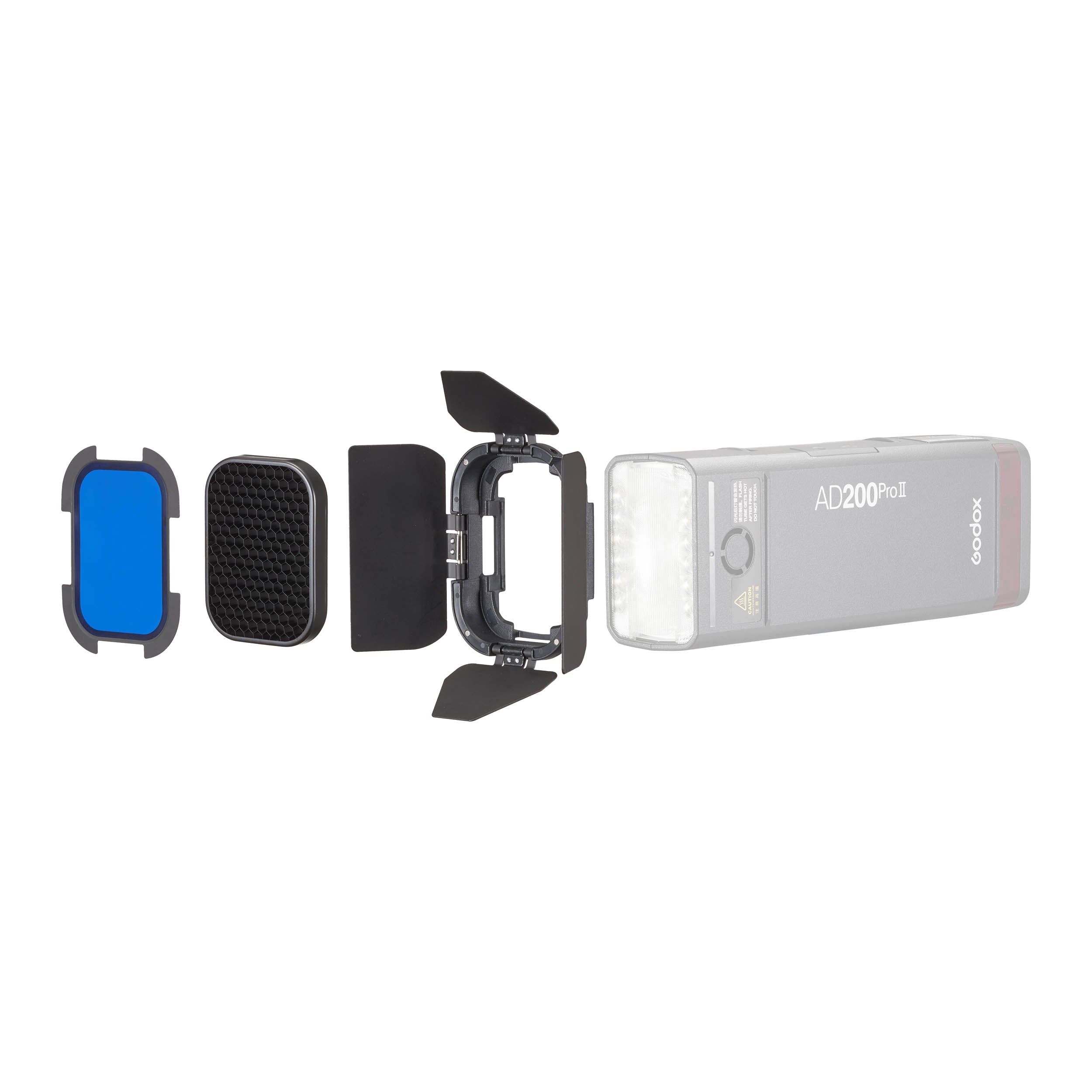 Godox AD200ProII BD 07II Barn Door Light Modifier - Professional Studio Flash Accessory for Portrait, Product & Indoor Photography Lighting Control