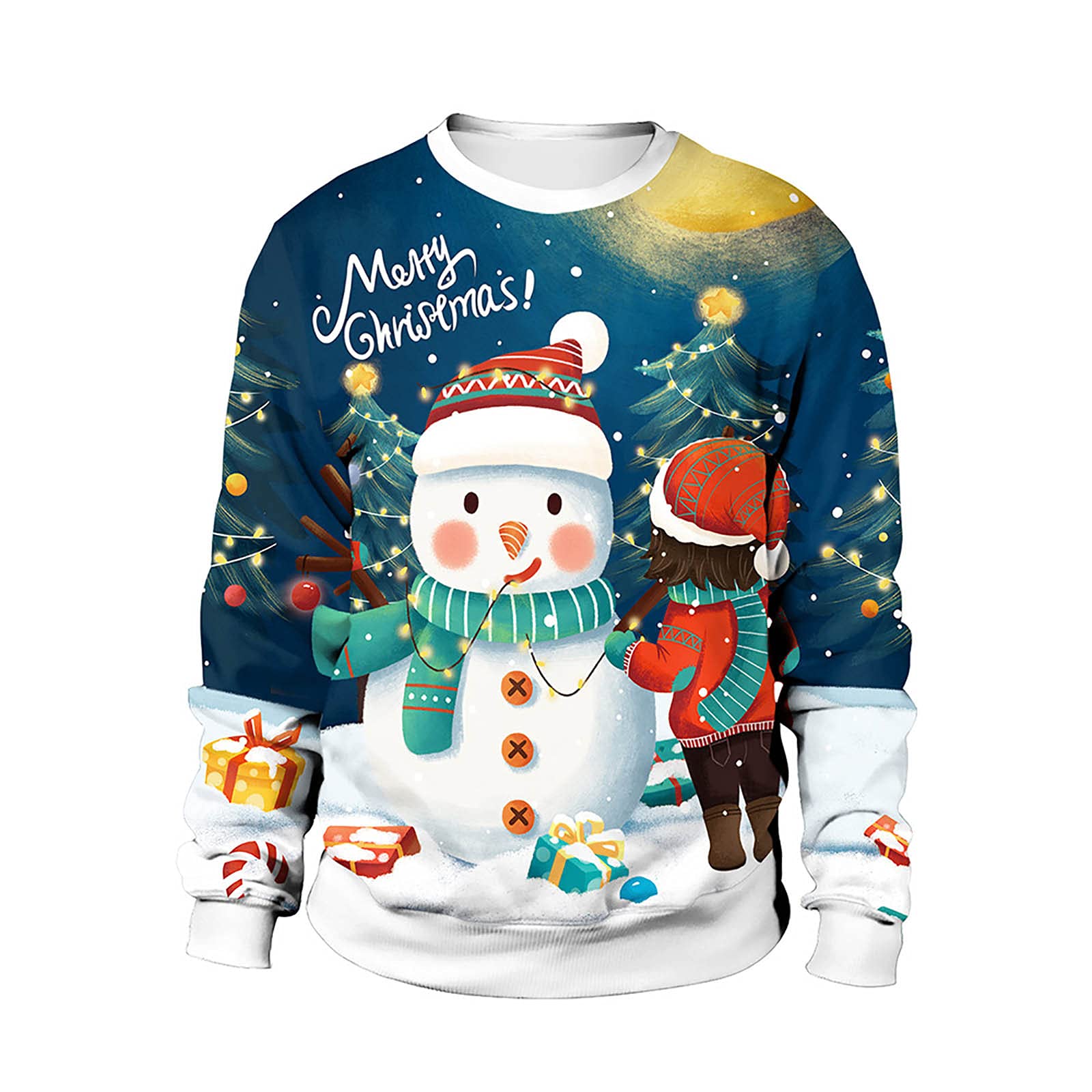 Christmas Couple Matching Sweatshirts - Women's Cute Graphic Print Long Sleeve Crewneck Pullover for Casual Wear | Perfect for Holiday Photos, Gift Exchange & Winter Date Nights