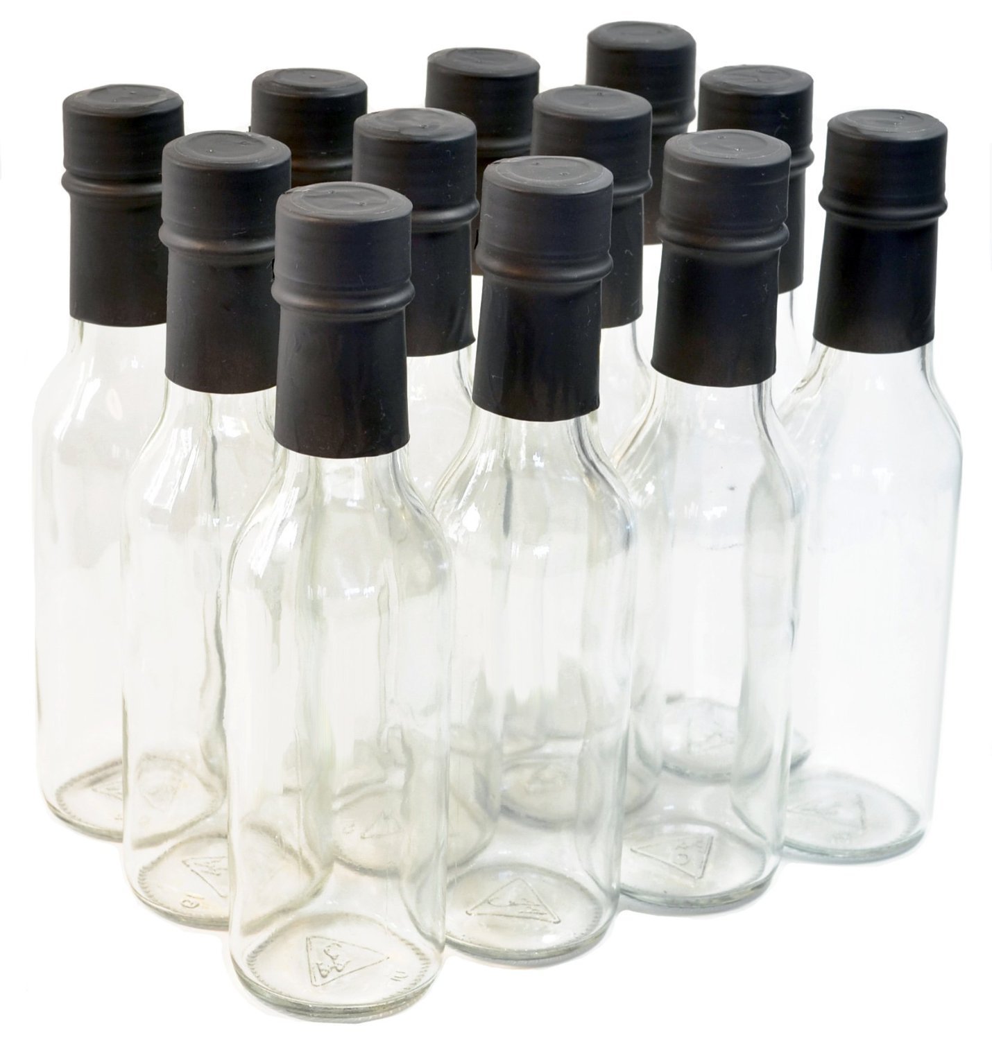 Clear Glass Woozy Bottles with Shrink Capsules - 5 Oz (Pack of 12) | Ideal for Hot Sauce, Olive Oil & DIY Craft Projects