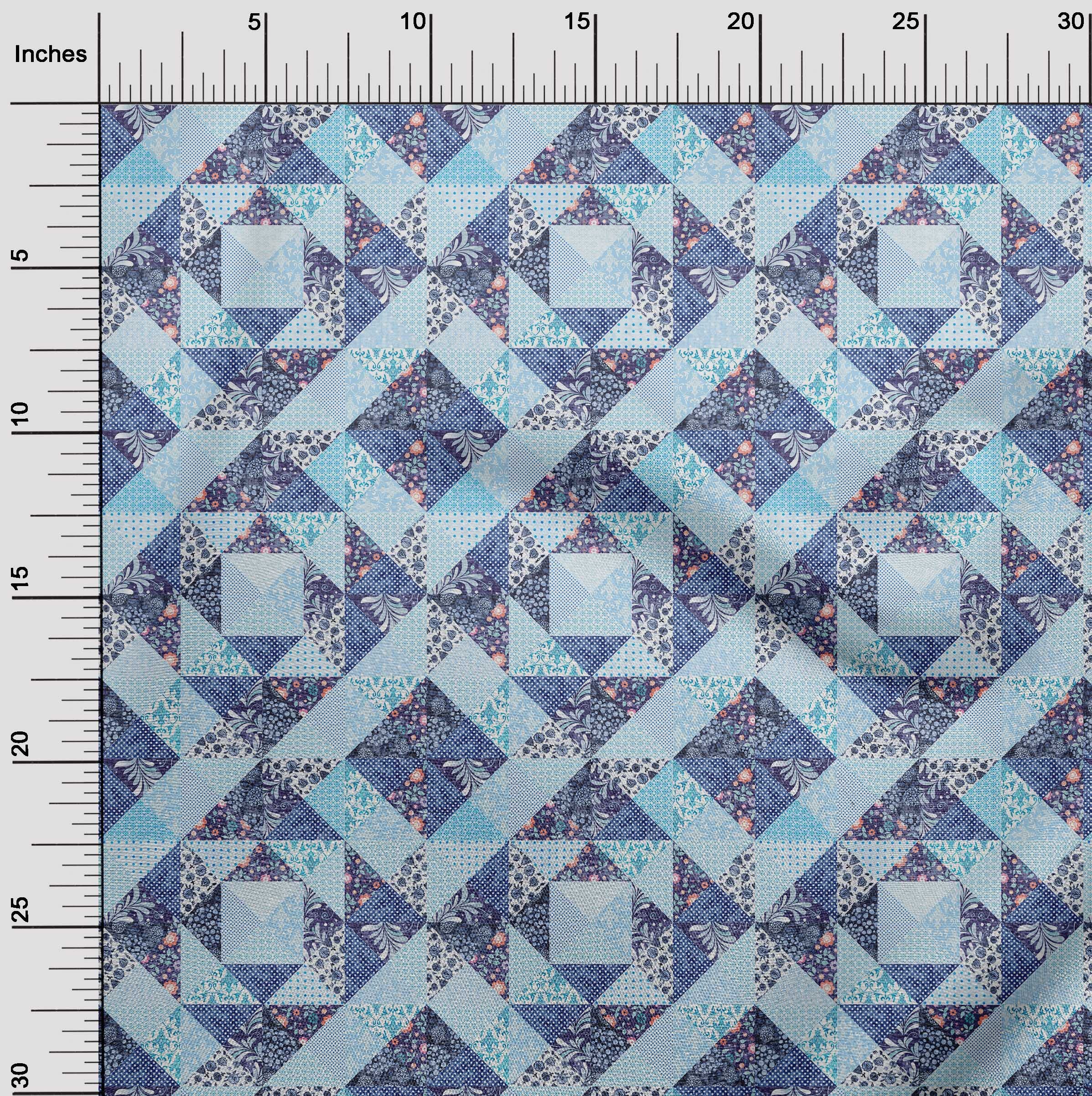 oneOone Polyester Spandex Light Blue Asian Floral Print Fabric - 56 Inch Wide Dress Material by The Yard for DIY Fashion, Home Decor & Craft Projects