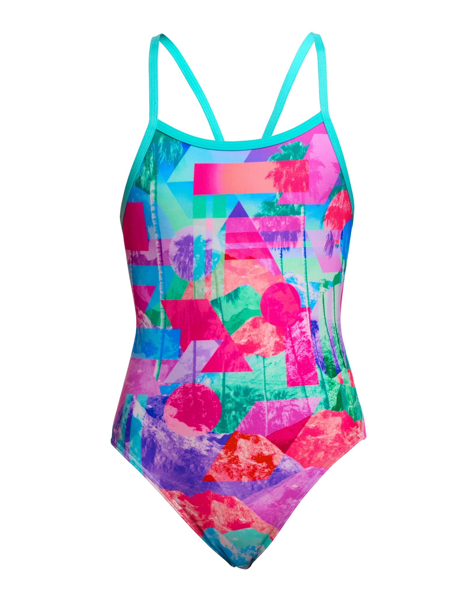 Girls Snap That Single Strap Swimsuit - Mint Green & Pink | One-Piece Bathing Suit for Toddler & Kids | Perfect for Beach, Pool & Summer Vacation