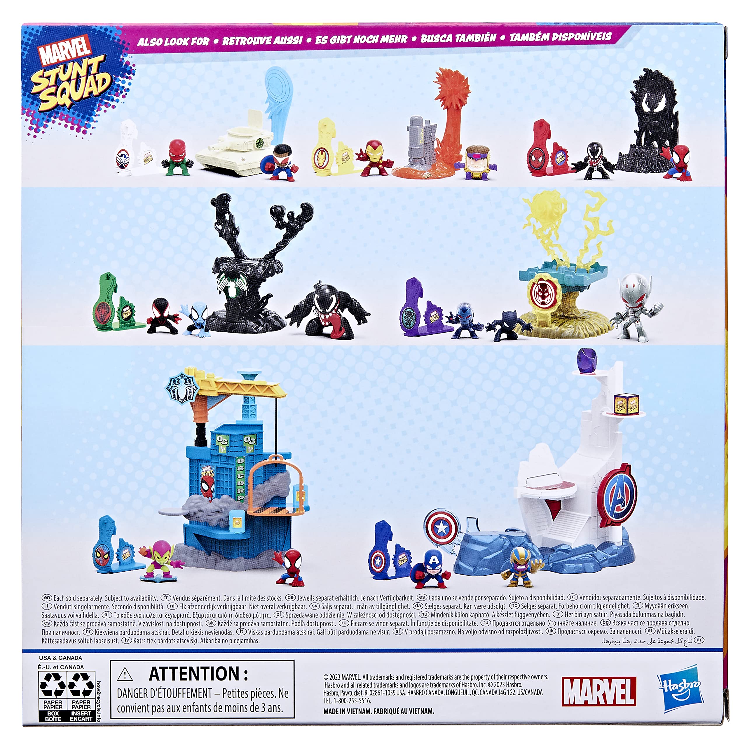 Marvel Stunt Squad Action Figure Set - 12-Piece Superhero Toy Collection with Mini Figures & Playset for Kids Ages 4+ | Birthday Gifts, Role Play, Superhero Battles