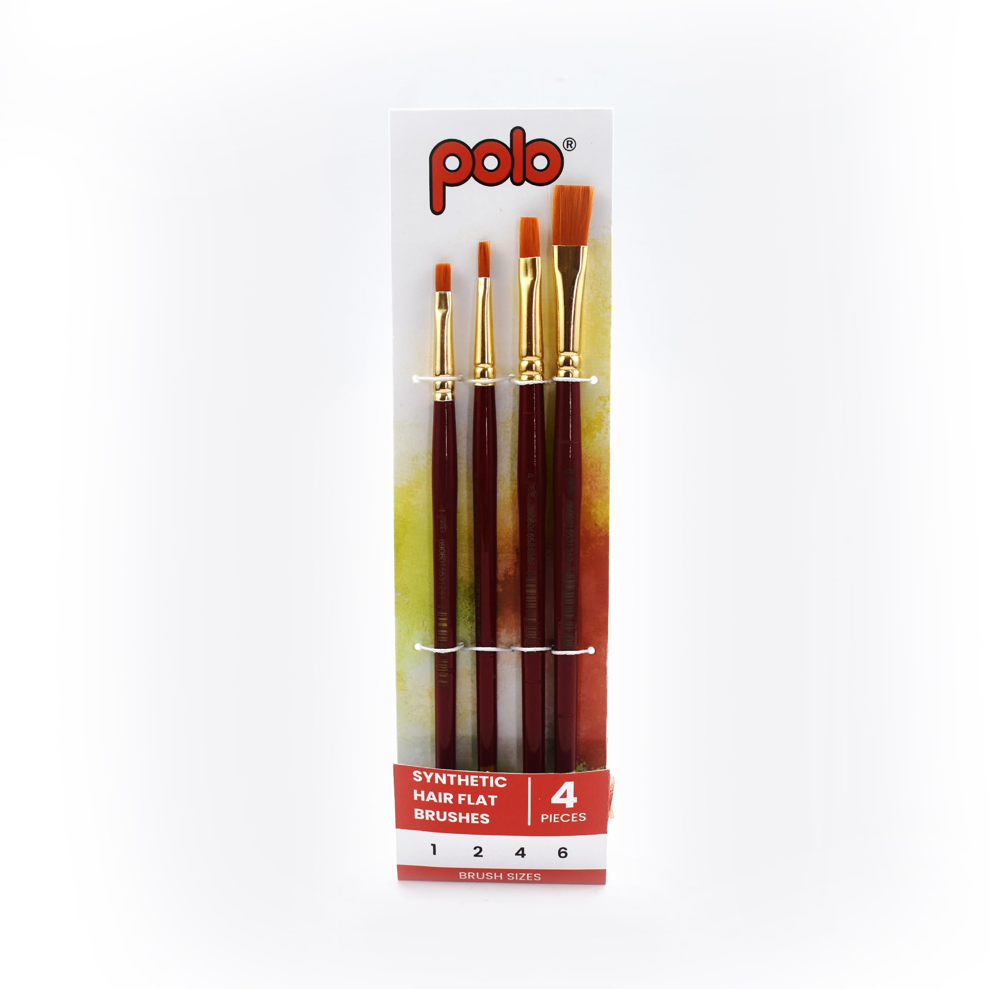 Professional Synthetic Hair Flat Brush Set - 4 Piece Collection for Acrylic, Watercolor & Oil Painting | Durable, Precise Artist Brushes | Easy to Clean | Perfect for Canvas Painting, Art Classes & DIY Projects
