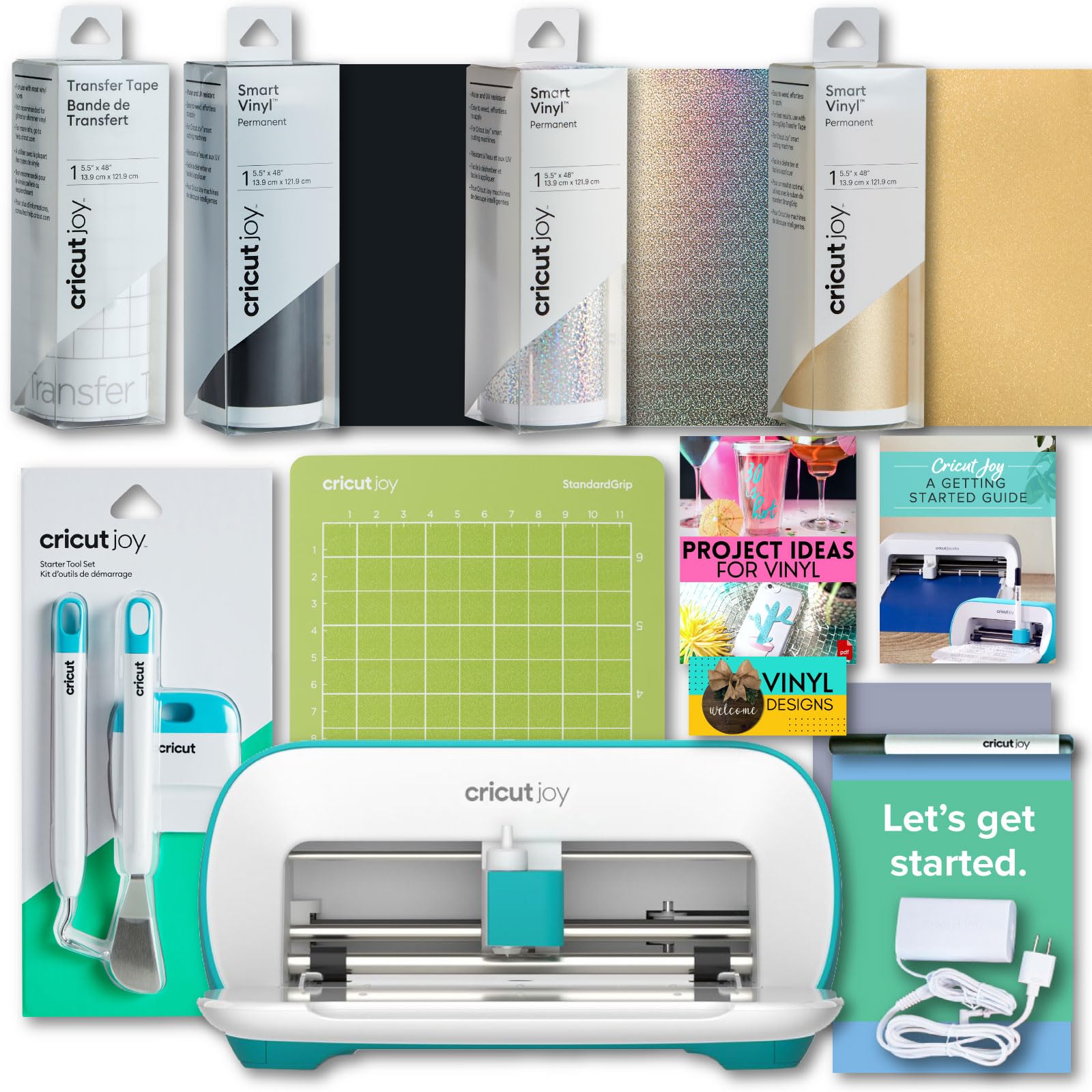 Cricut Joy Cutting Machine Bundle with Smart Vinyl Rolls, Standard Grip Mat & Tool Set - DIY Starter Kit for Stickers, Decals, Cards & Home Decor | Perfect for Craft Projects, Scrapbooking & Personalized Gifts