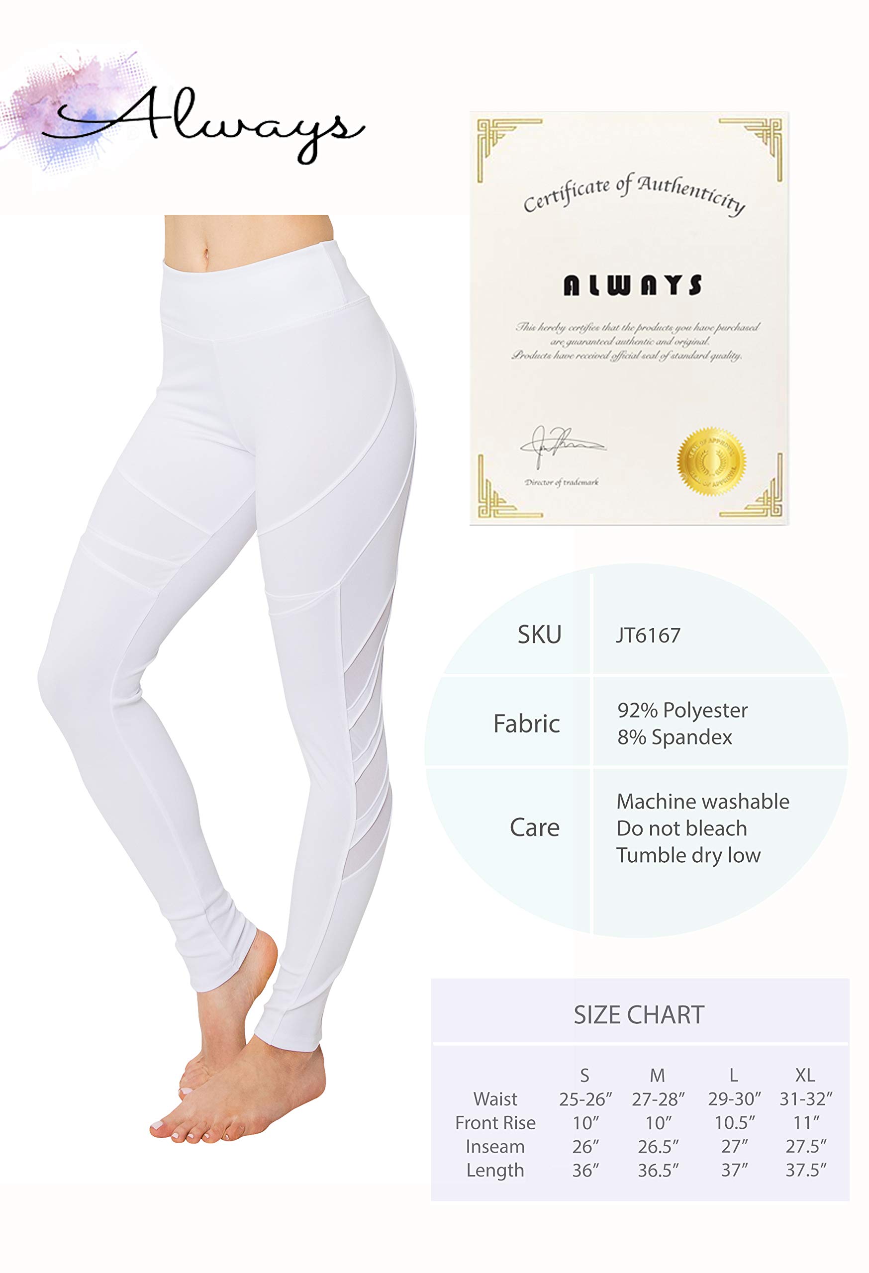 ALWAYS Women's High Waisted Yoga Pants - Breathable Mesh Stretchy Workout Leggings for Running, Gym & Lounge | Activewear Tights for Fitness & Casual Wear