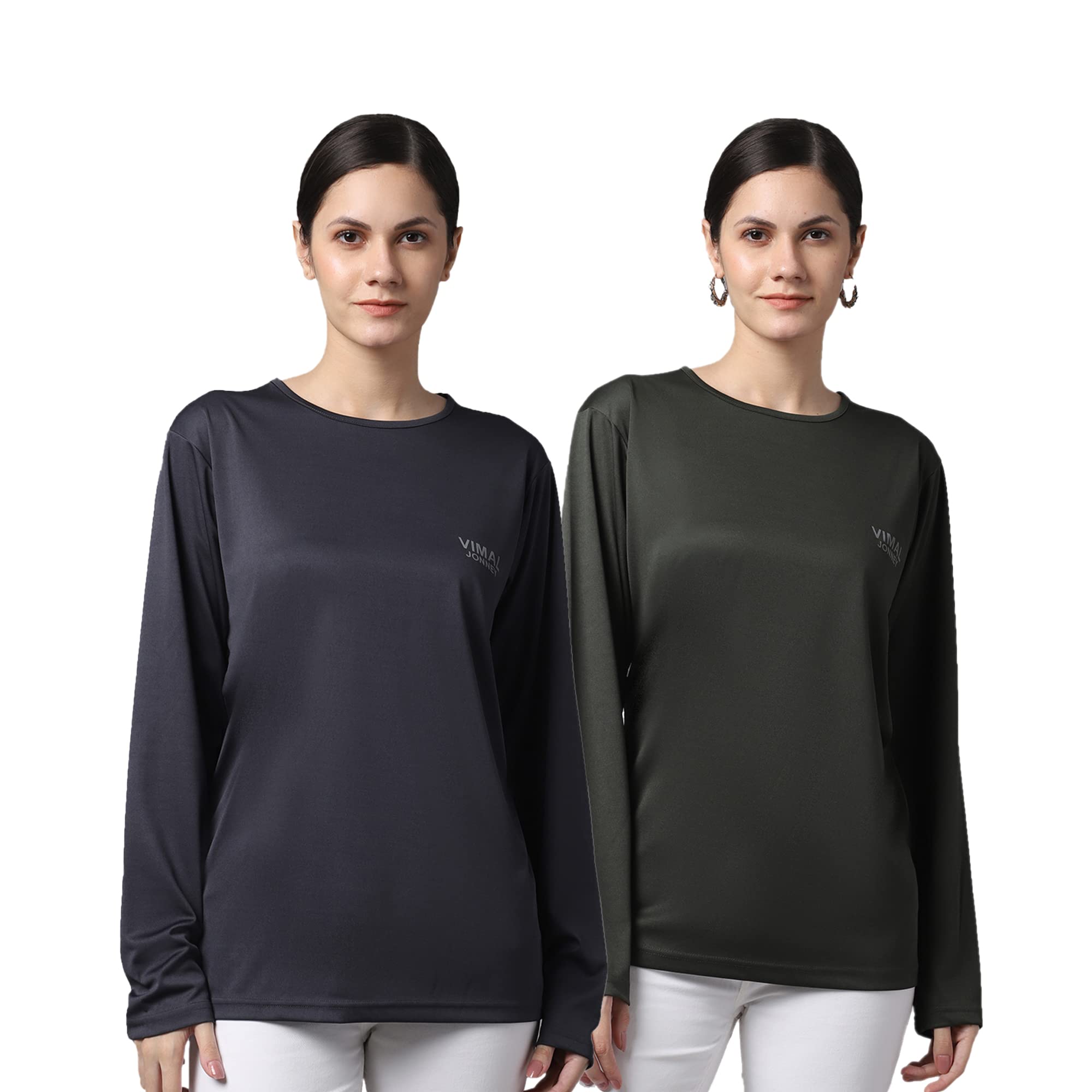 Mack JONNEY Women's Regular Fit Multicolor Long Sleeve T-Shirts (Pack of 2) - Comfortable Casual Wear for Everyday & Office Use - MACK632595