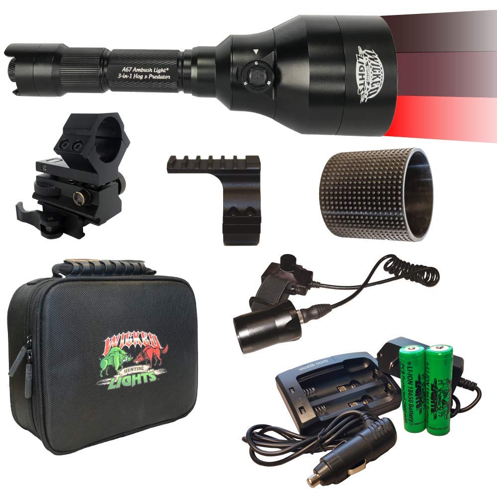 Wicked Lights A67iR 3-in-1 LED Hunting Light Kit (850nm IR, 940nm IR, Red LED) with Adjustable Intensity for Night Vision Scopes - Perfect for Coyote, Hog & Predator Hunting at Night