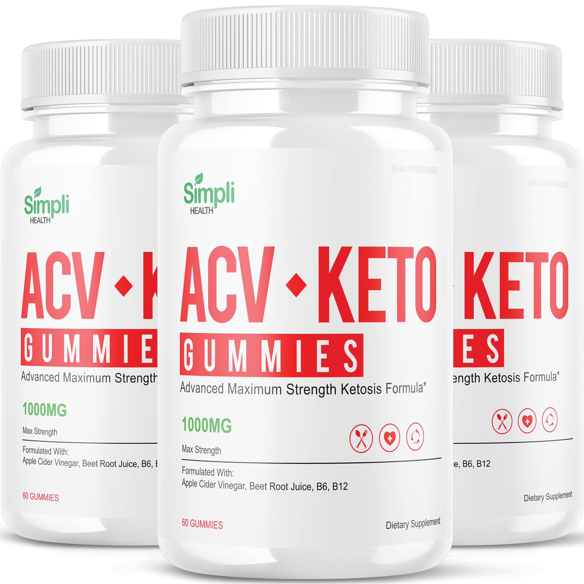 IDEAL PERFORMANCE (3 Pack) Apple Cider Vinegar Keto Gummies - 180 Count - ACV Supplement for Weight Loss & Digestion - Perfect for Ketogenic Diet & Daily Wellness Support