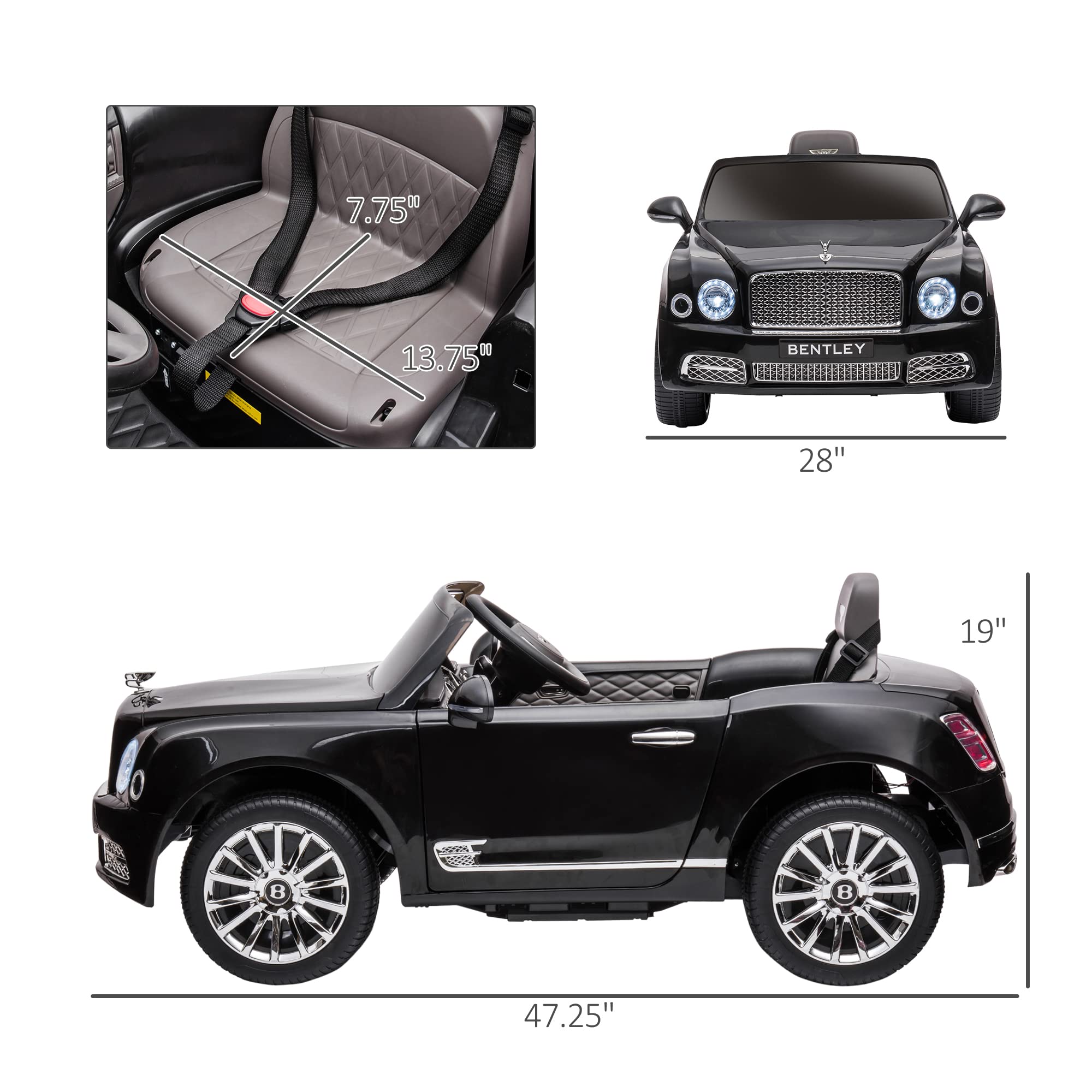**Aosom Bentley Mulsanne 12V Kids Ride-On Car with Remote Control, Battery-Powered, LED Lights & MP3 Player – Perfect for Outdoor Play & Birthday Gifts**    *Optimized for Google SEO, includes key features (remote control, LED lights, MP3 player), and highlights usage scenarios (outdoor play, birthday gifts).*