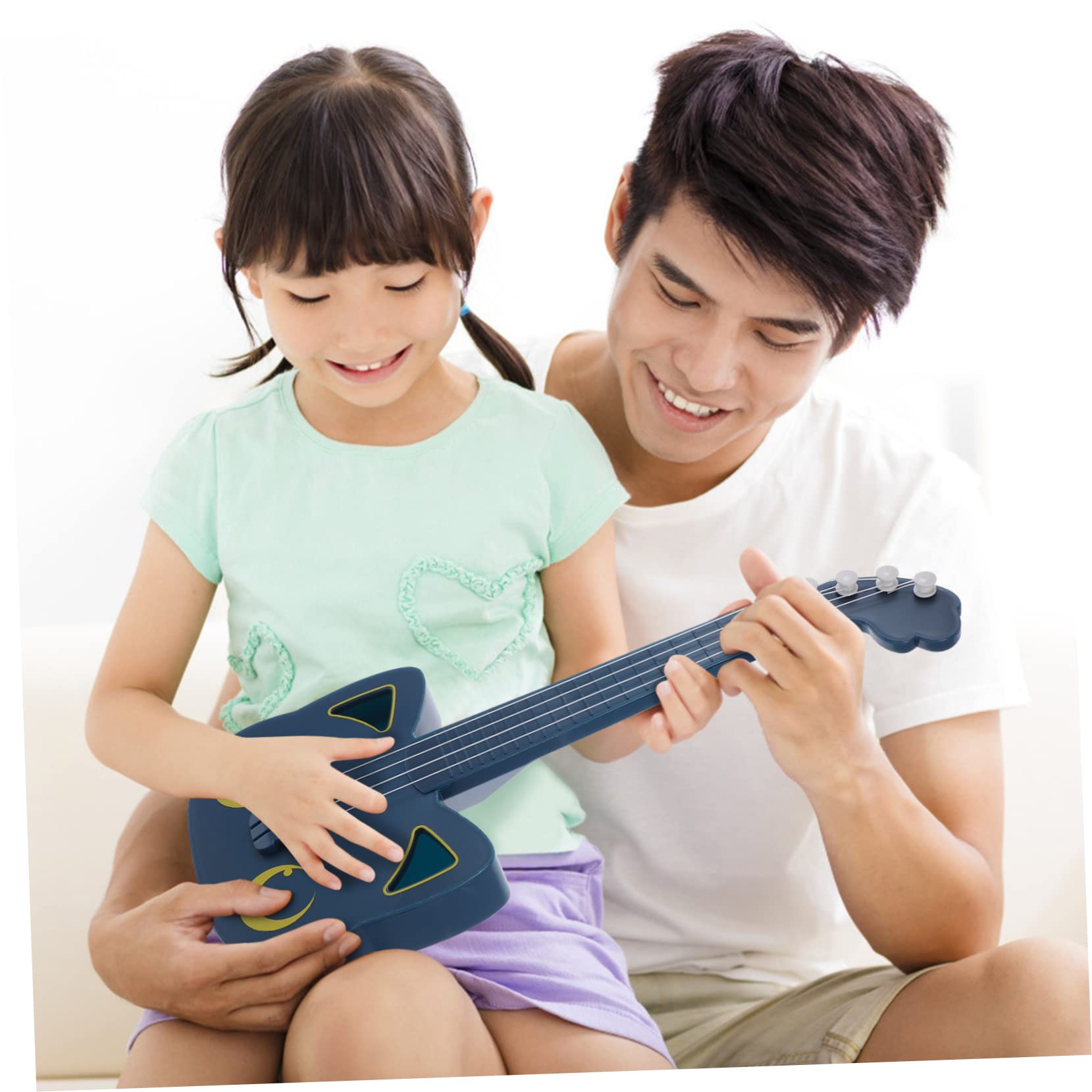 DIKACA Mini Ukulele Toy Guitar for Kids - Blue Plastic Portable Instrument for Play & Learning