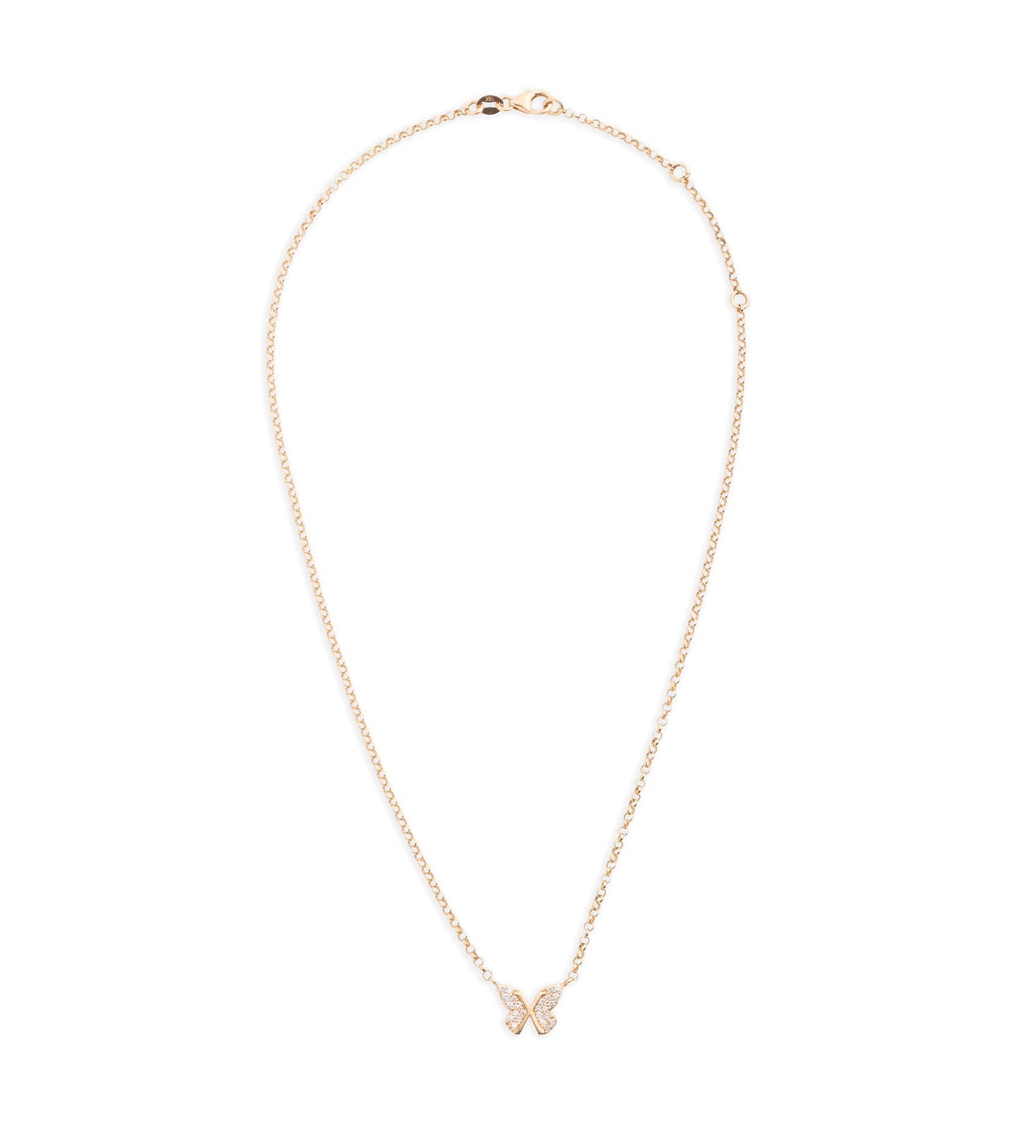 Butterfly Reverie: Elegant Small Pave Diamond Stationary Necklace for Women - Perfect for Weddings, Anniversaries & Special Occasions