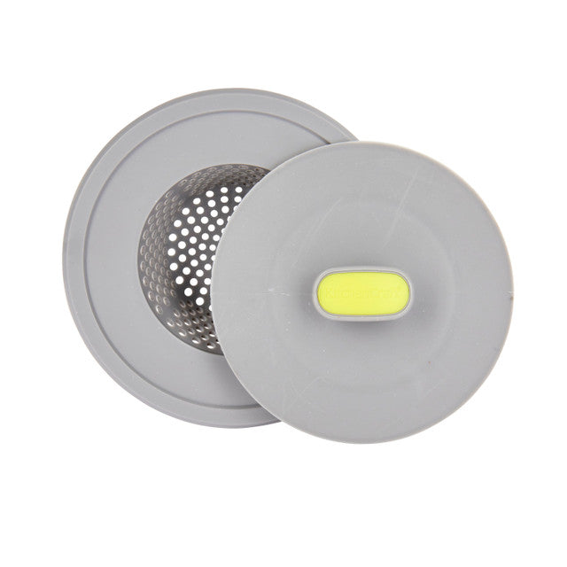 2 in 1 Plug and Sink Strainer - Universal Dual Function Drain Stopper for Kitchen & Bathroom - Perfect for Washing Dishes, Hair Catcher, and Preventing Clogs