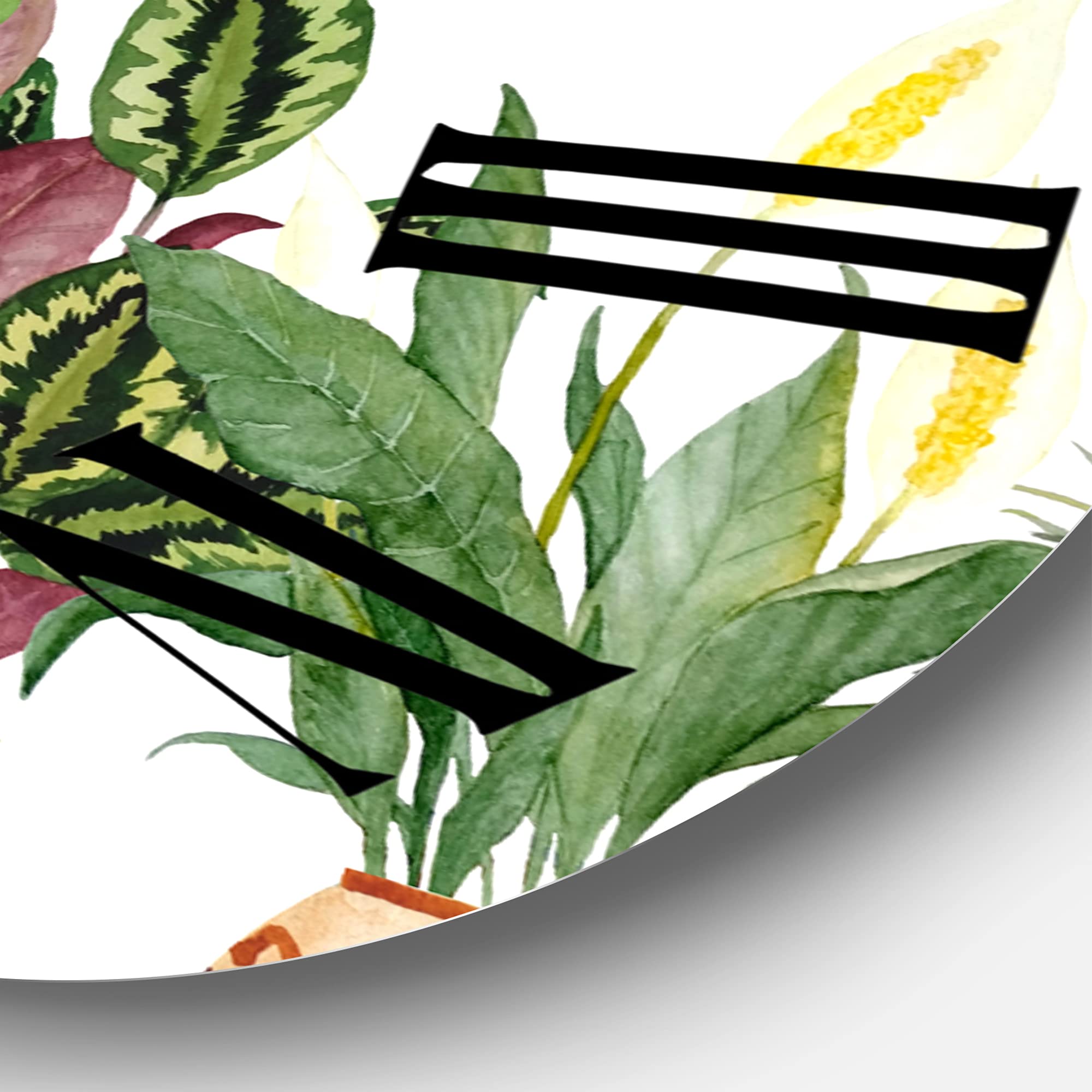 Farmhouse Wall Clock with Trio of Houseplants - Large Sansevieria Snake Plant Design for Kitchen, Living Room & Office Decor - Floral & Botanical Wall Art