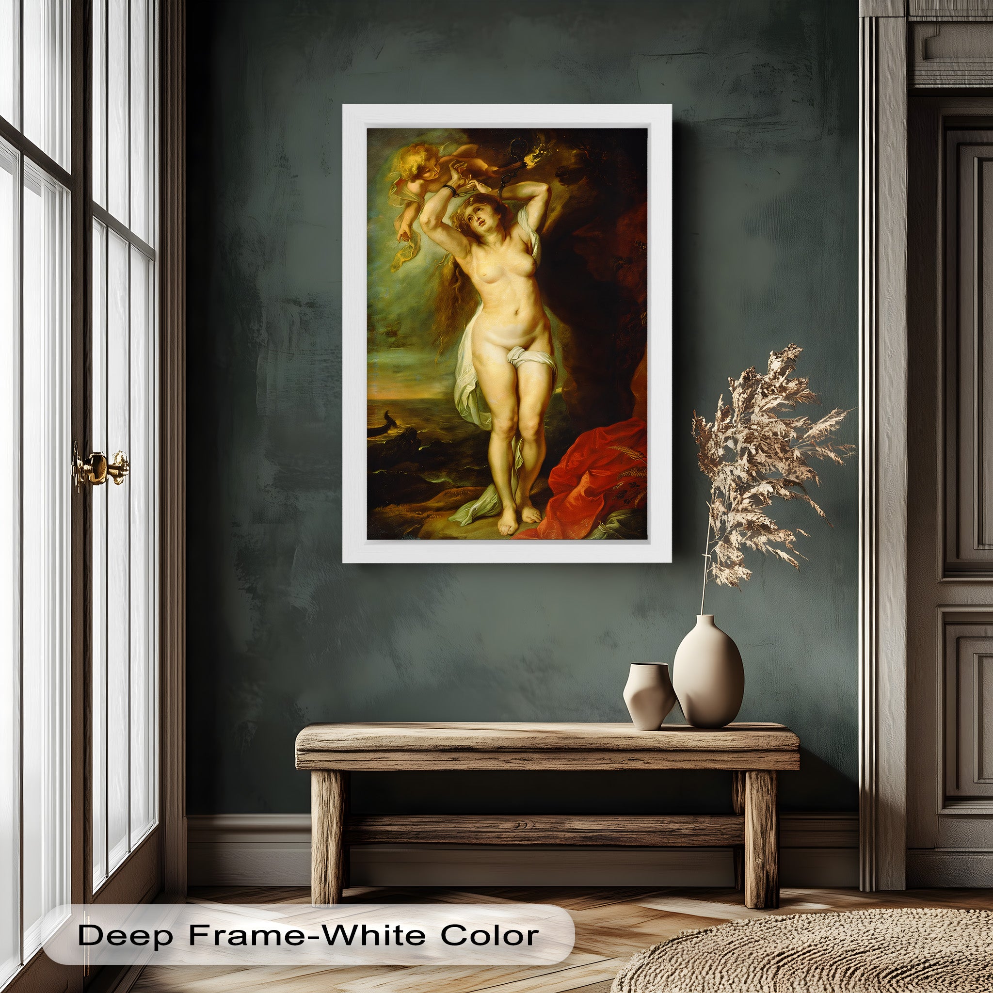 Andromeda Bound - Renaissance Nude Oil Painting of Greek Mythology | Mythological Art for Home Decor & Gallery Display