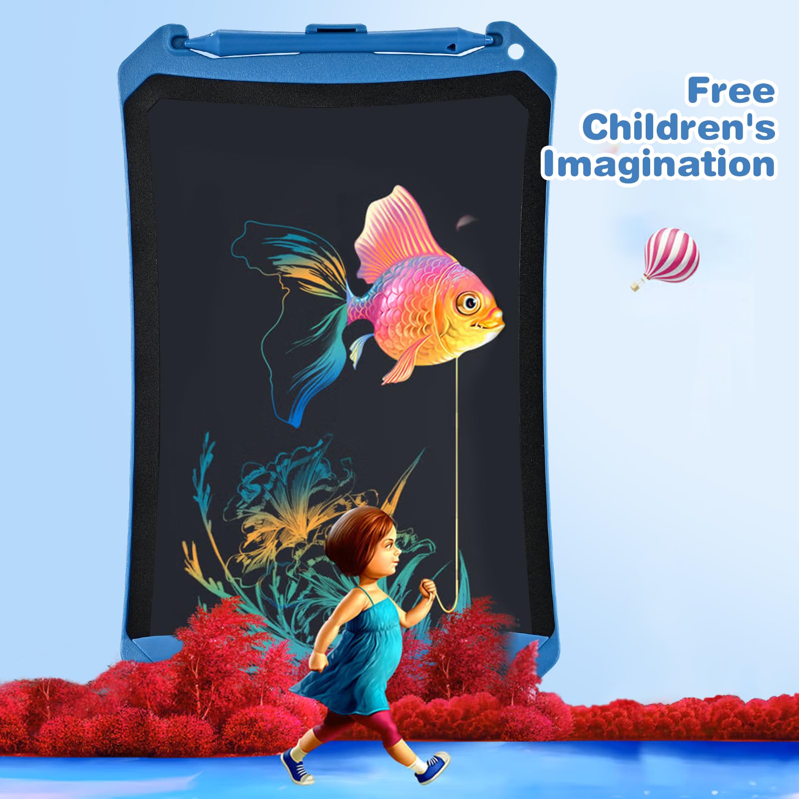 Reusable LCD Writing Tablet for Kids & Adults - Toddler Drawing Board with Colorful Screen, Educational Handwriting Aid for Home, School & Office - Perfect Gift for Learning, Note Taking & Creative Play (Blue)
