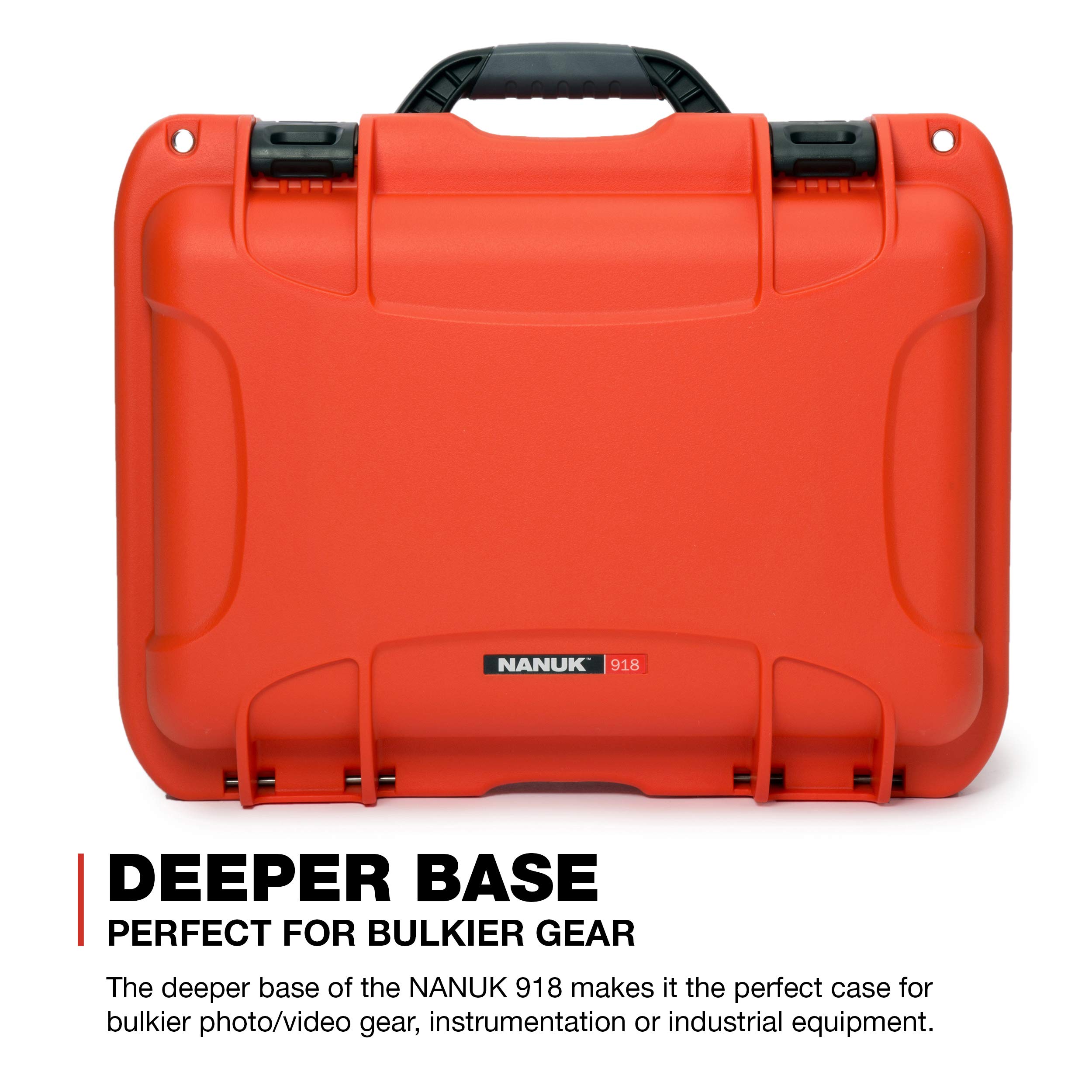 Nanuk 918 Waterproof Carry-on Hard Case with Lid Organizer & Padded Divider - Orange | Durable Travel Protection for Cameras, Drones & Electronics | Airline Approved Luggage