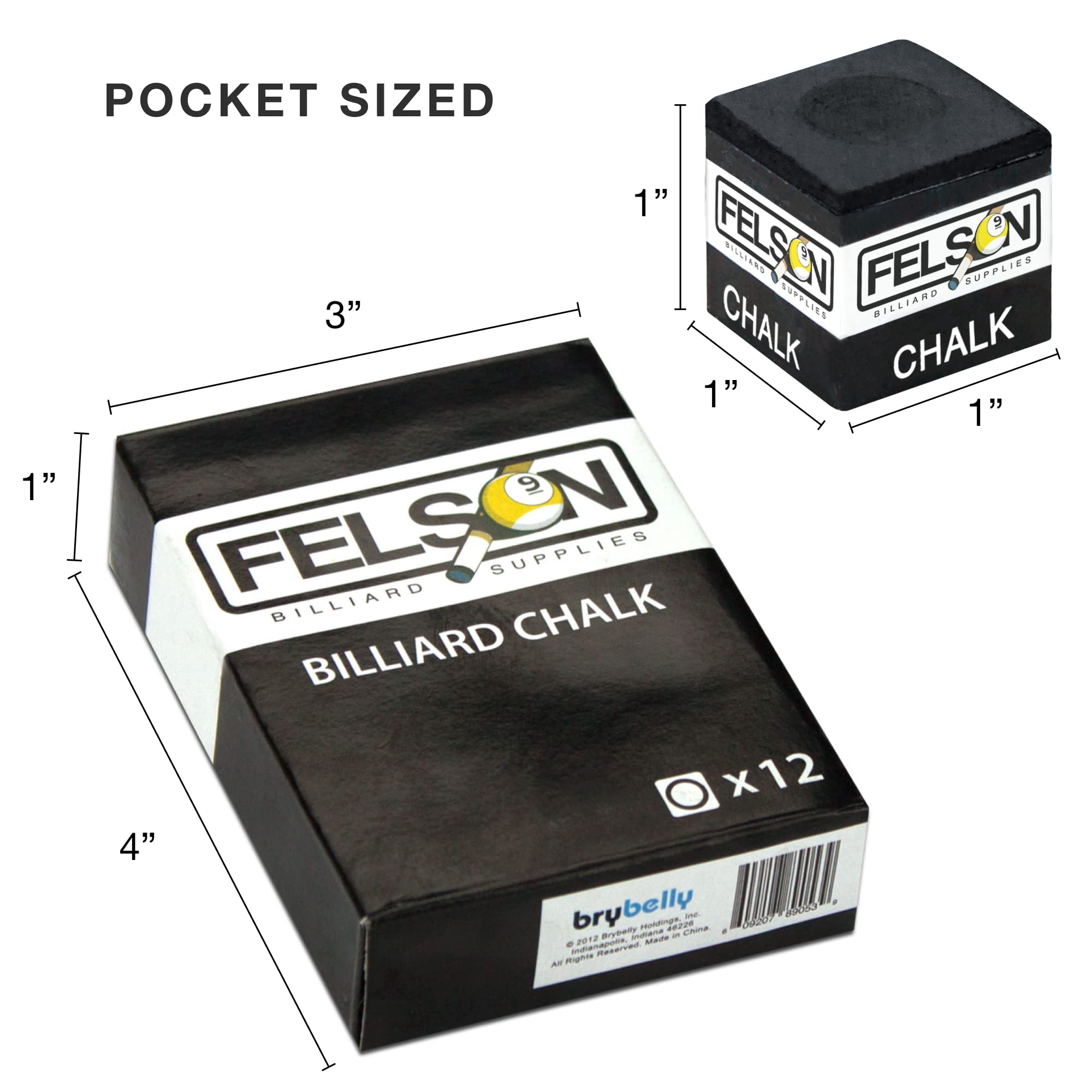 Felson Premium Pool Chalk Cubes - Professional Billiard Accessories for Pool Table Games | Cue Tip Chalk with Convenient Storage Box | Perfect for Home Bars, Game Rooms & Pool Halls