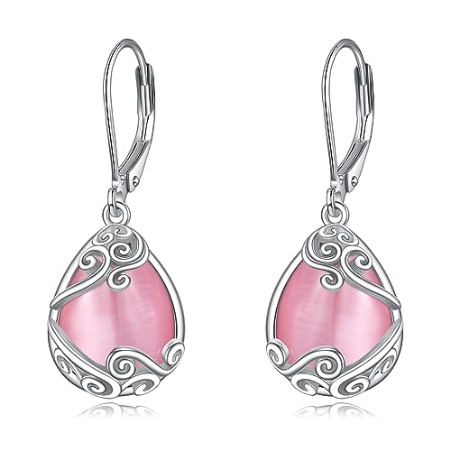 K-Pink opal teardrop earrings