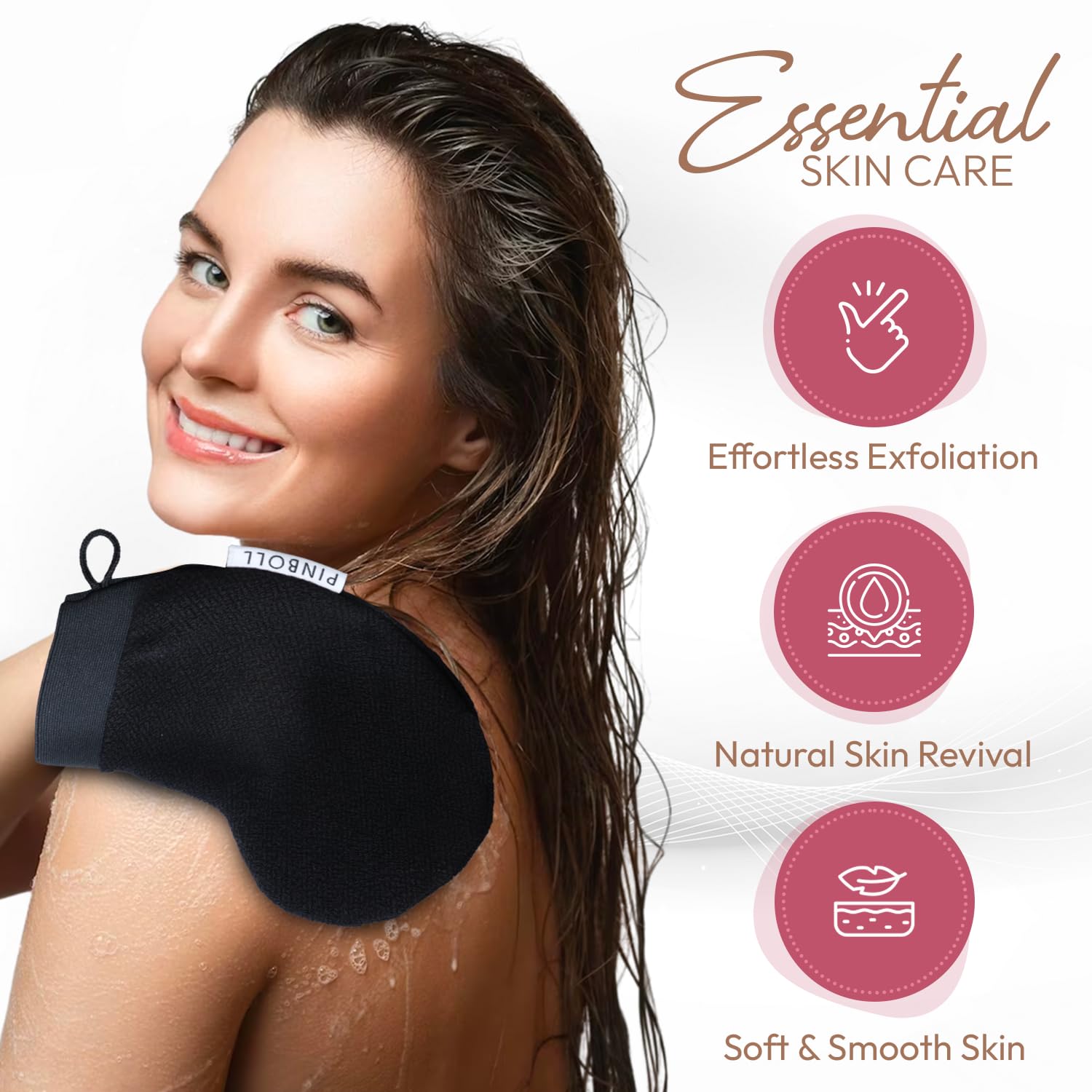 PINBOLL Exfoliating Gloves for Dead Skin Removal - Breathable Viscose Fiber Body Scrubber for Smooth & Even Glow | Men & Women Bath Exfoliator | Perfect for Shower, Spa & Dry Brushing Routine