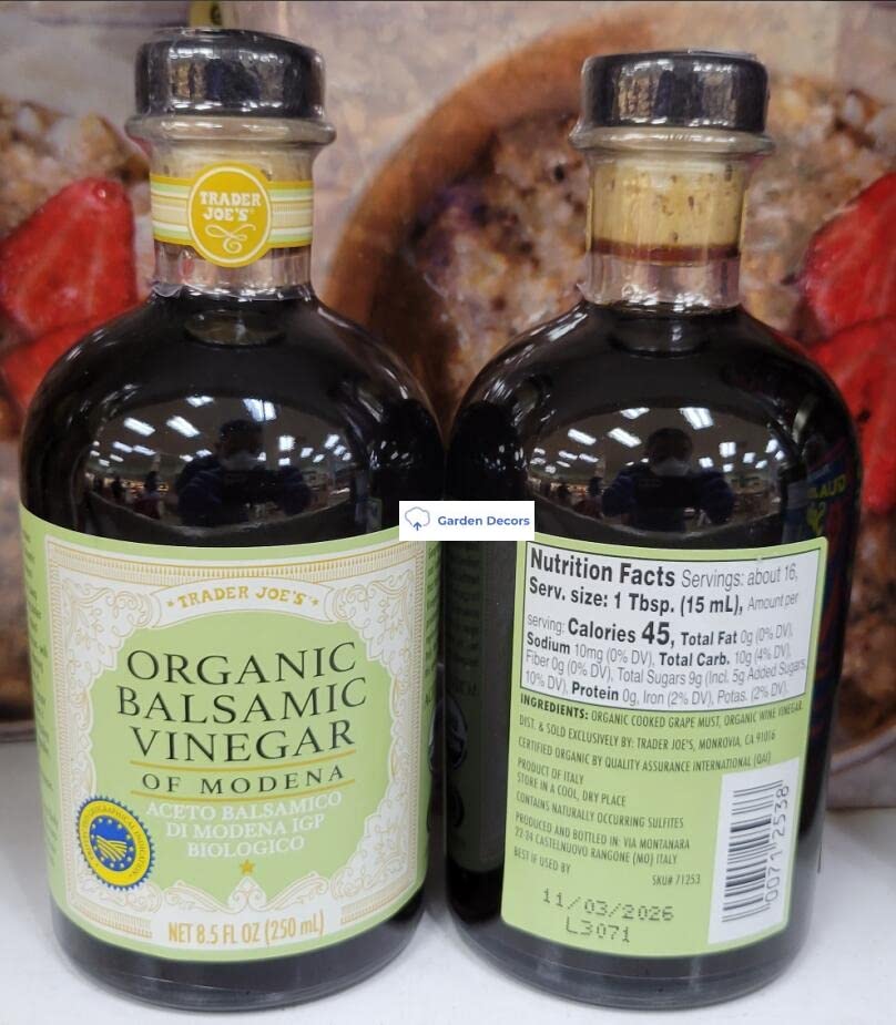 Organic Balsamic Vinegar of Modena - Premium 8.5 fl oz (250ml) Bottle - Gluten-Free, Aged Italian Condiment - Perfect for Salads, Marinades & Gourmet Cooking (2-Pack)