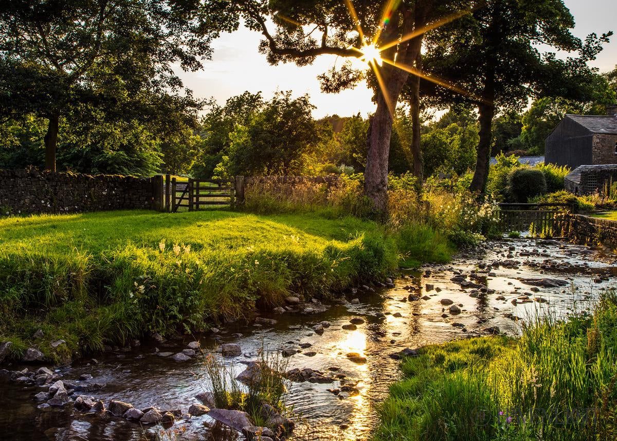 Downham Spring Brook at Sunset - Premium Wall Art Plate 4 for Home & Office Decor - Perfect for Living Room, Bedroom, or Gift