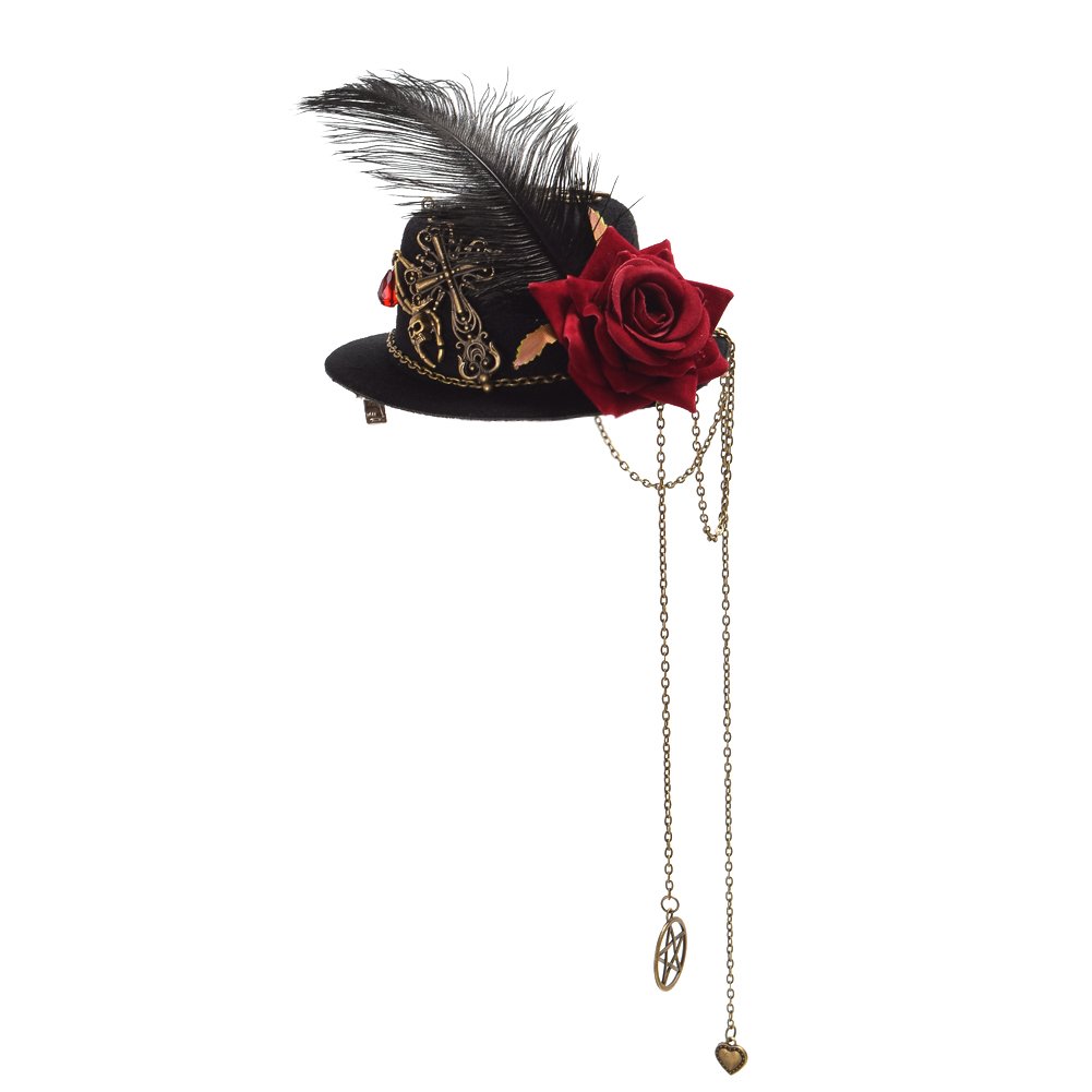 GRACEART Steampunk Mini Top Hat for Women - Vintage Gothic Headwear Costume Accessory for Cosplay, Halloween, and Themed Parties