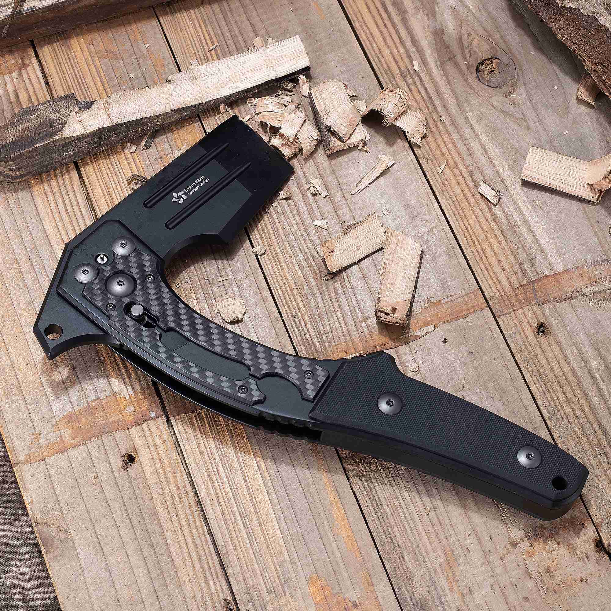 KATSU FA01 Tactical Folding Axe with Axis Lock - Sakura Blade Nemoto Design for Camping, Survival & Outdoor Adventures