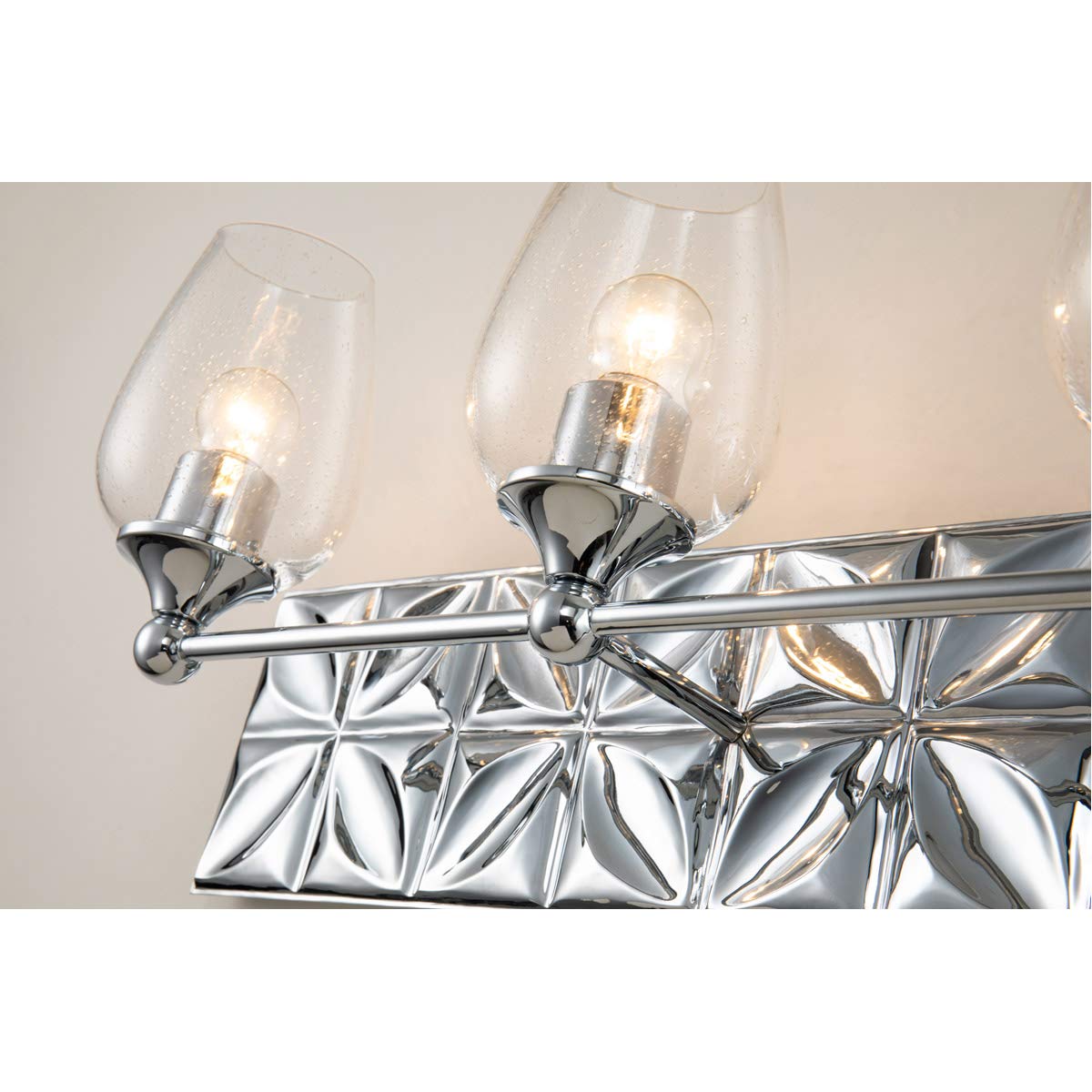 Lucas & McKearn BB1300PC-3 Epsilon Modern Bathroom Vanity Light - Polished Chrome Finish, 3-Light Fixture for Bathroom Mirror Lighting, Perfect for Home Renovation & Spa-Style Decor