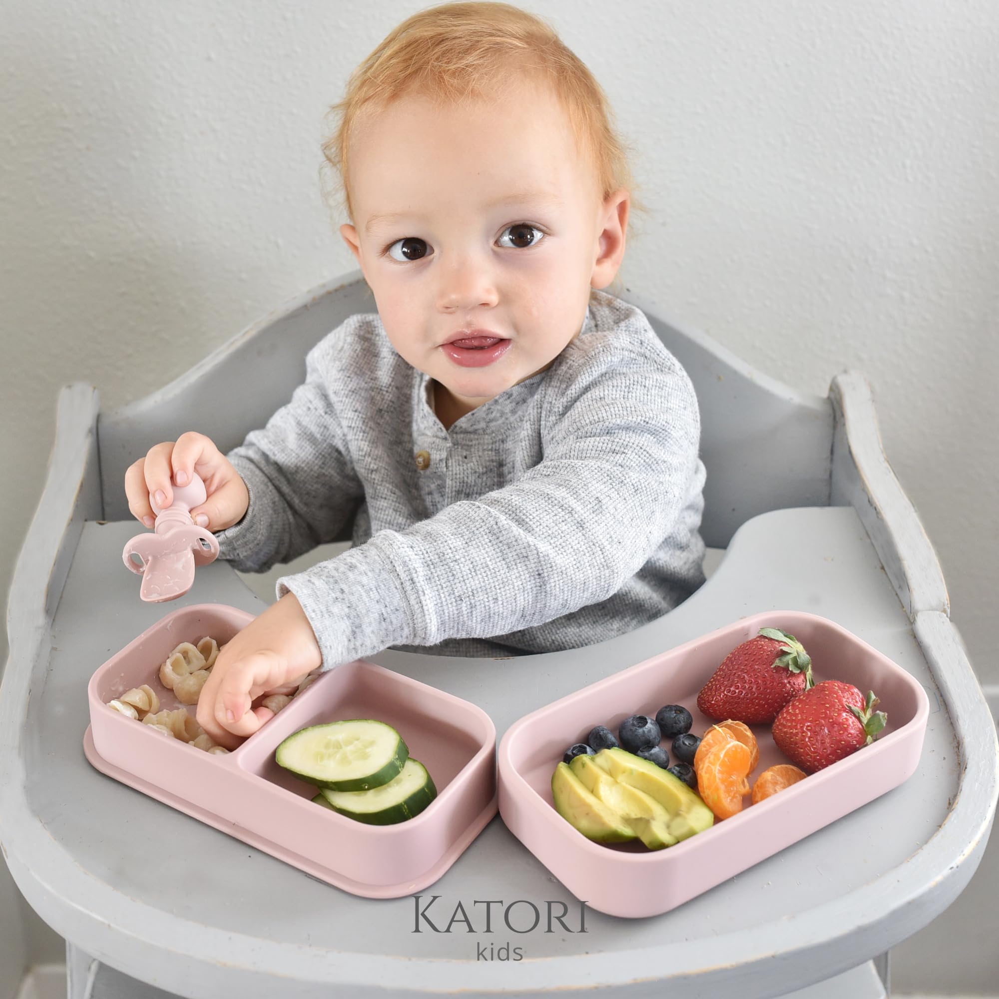 KATORI KIDS 5-Piece Silicone Suction Plate Set for Babies & Toddlers | Non-Slip Travel Feeding Bowl with Portable Storage Bag | BPA-Free Baby Dish for Home, Restaurant & Airplane Travel | Perfect Toddler Mealtime Essentials