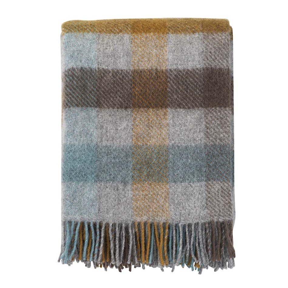 KLIPPAN Gotland Wool Multi Throw Blanket - Soft & Warm Turquoise Blanket for Sofa, Bed & Travel | Cozy Home Decor & Perfect Gift