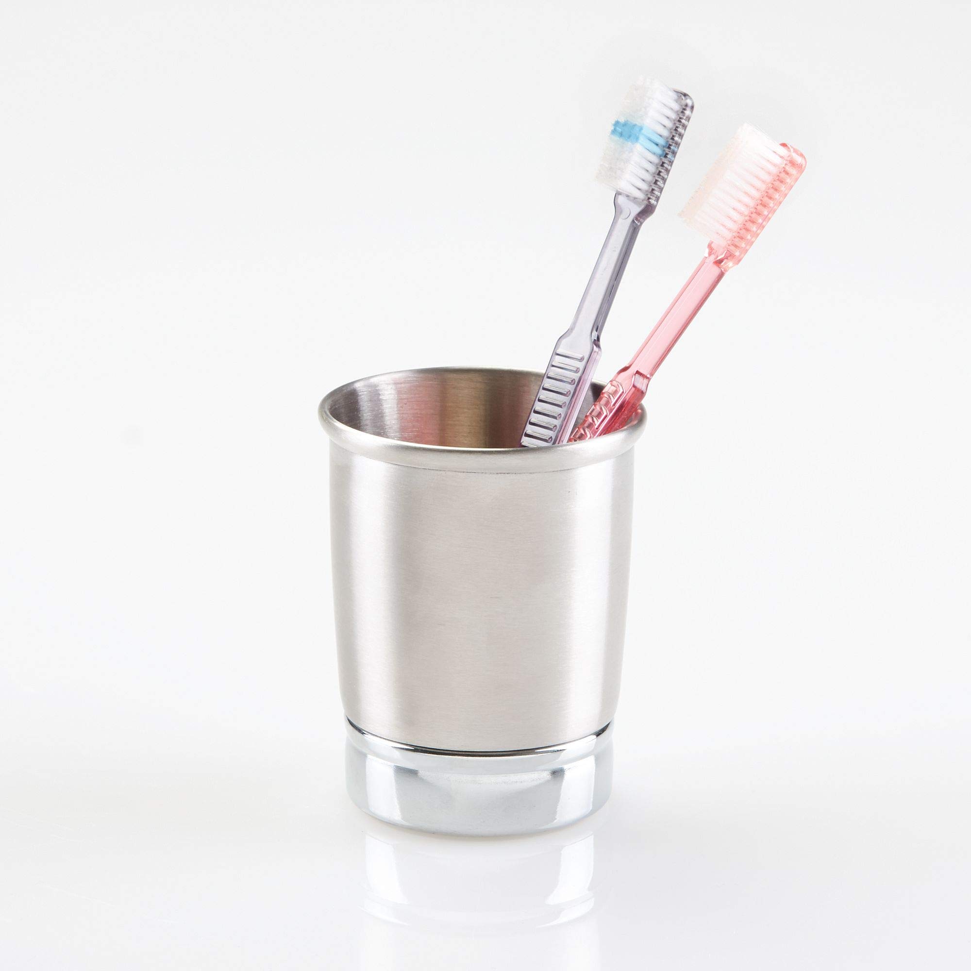 iDesign York Metal Tumbler - Stylish Makeup Brush & Toothbrush Organizer for Bathroom, Vanity, Desk, Dorm | 3.25