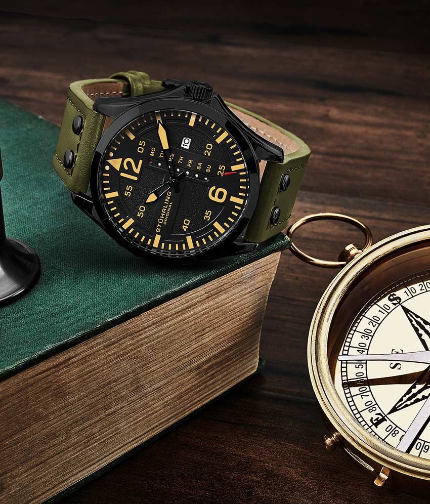 Aeronaut 3916 43mm Quartz Aviator Watch for Men - Stylish Pilot Chronograph for Aviation Enthusiasts & Everyday Wear