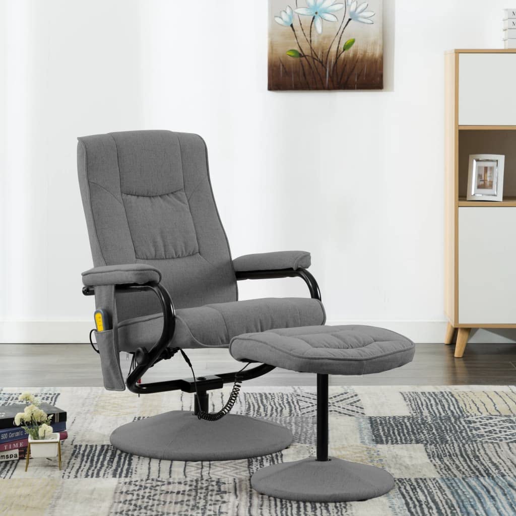 Electric Massage Recliner Chair with Footrest - Light Gray Fabric Armchair for Living Room, Bedroom & Office - Perfect for TV Watching, Reading & Relaxing at Home