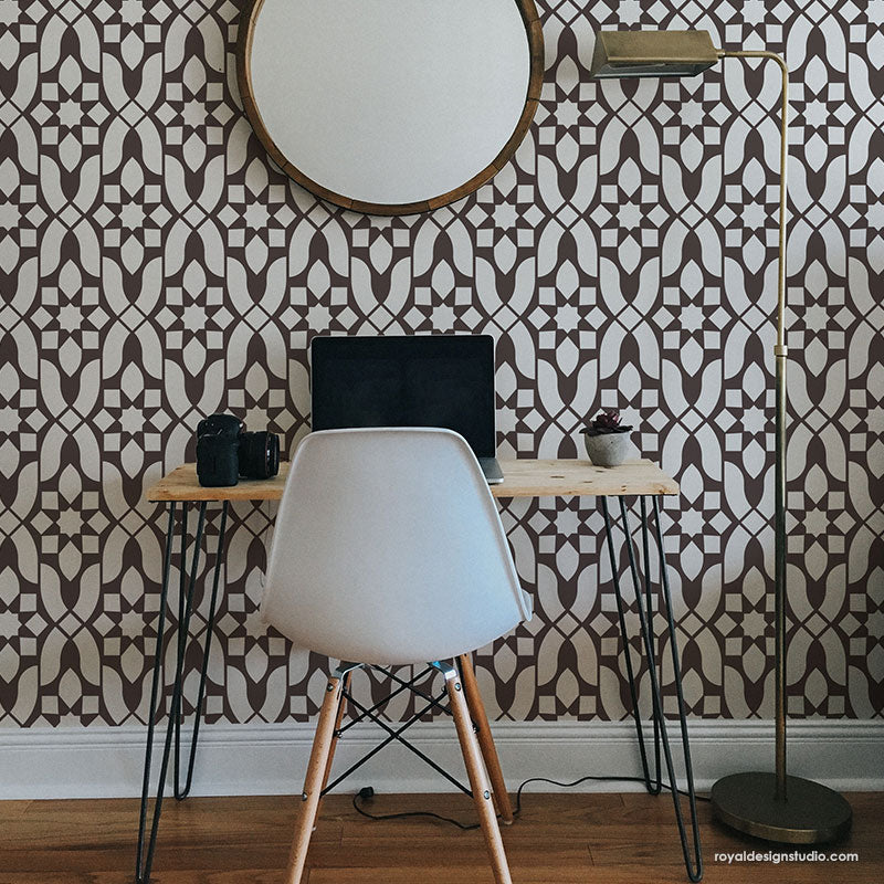 Blythe Trellis Wall Stencil - Reusable DIY Home Decor Template for Floral & Geometric Patterns - Perfect for Nursery, Bedroom, and Living Room Accent Walls
