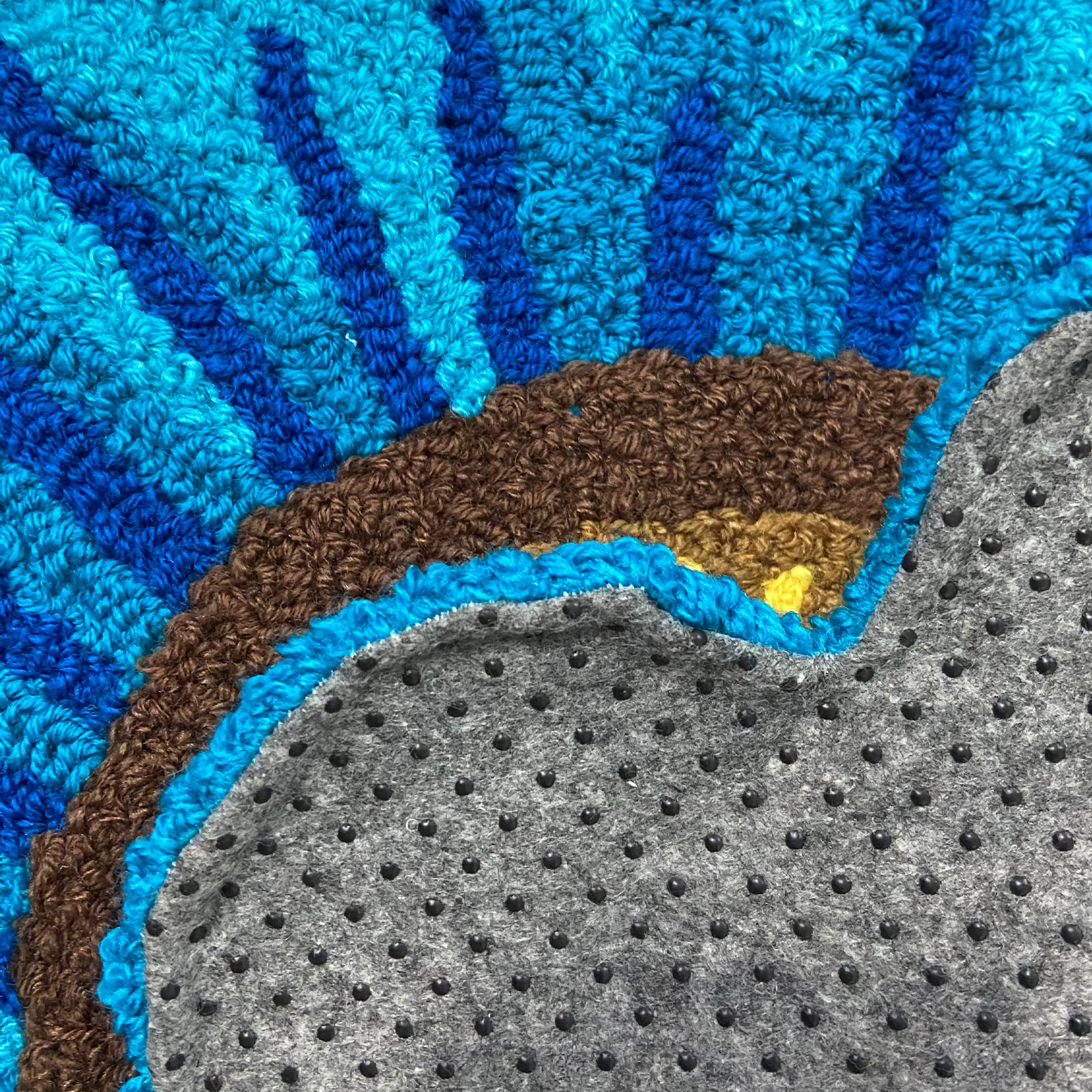 Hand Woven Sunflower Round Rug - Non-Slip Modern Floor Mat for Kitchen, Bathroom, Bedroom & Living Room | Blue Floral Area Rug for Home Decor & Cozy Spaces