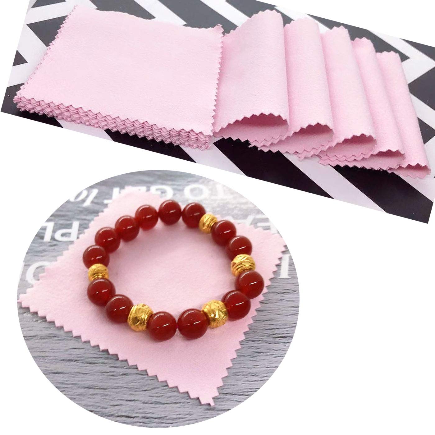 Luckkyme 100-Piece Jewelry Cleaning & Polishing Cloths for Sterling Silver, Gold, Platinum, Watches, Glasses – Perfect for Home, Travel & Professional Use