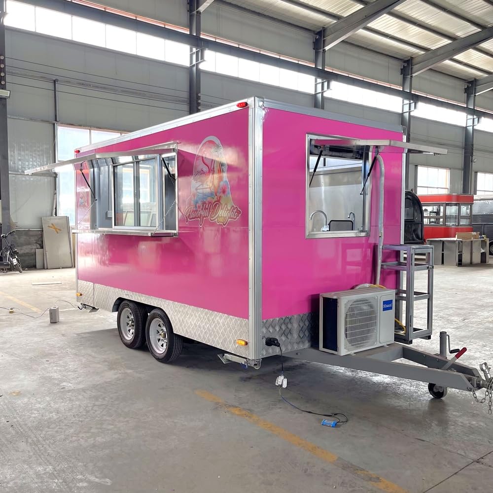 13FT Mobile Food Truck Trailer for Sale - Fully Equipped Concession Trailer for Donuts, Coffee & Ice Cream Business (4x2.1x2.35m) | Perfect for Street Vending, Catering Events & Food Festivals