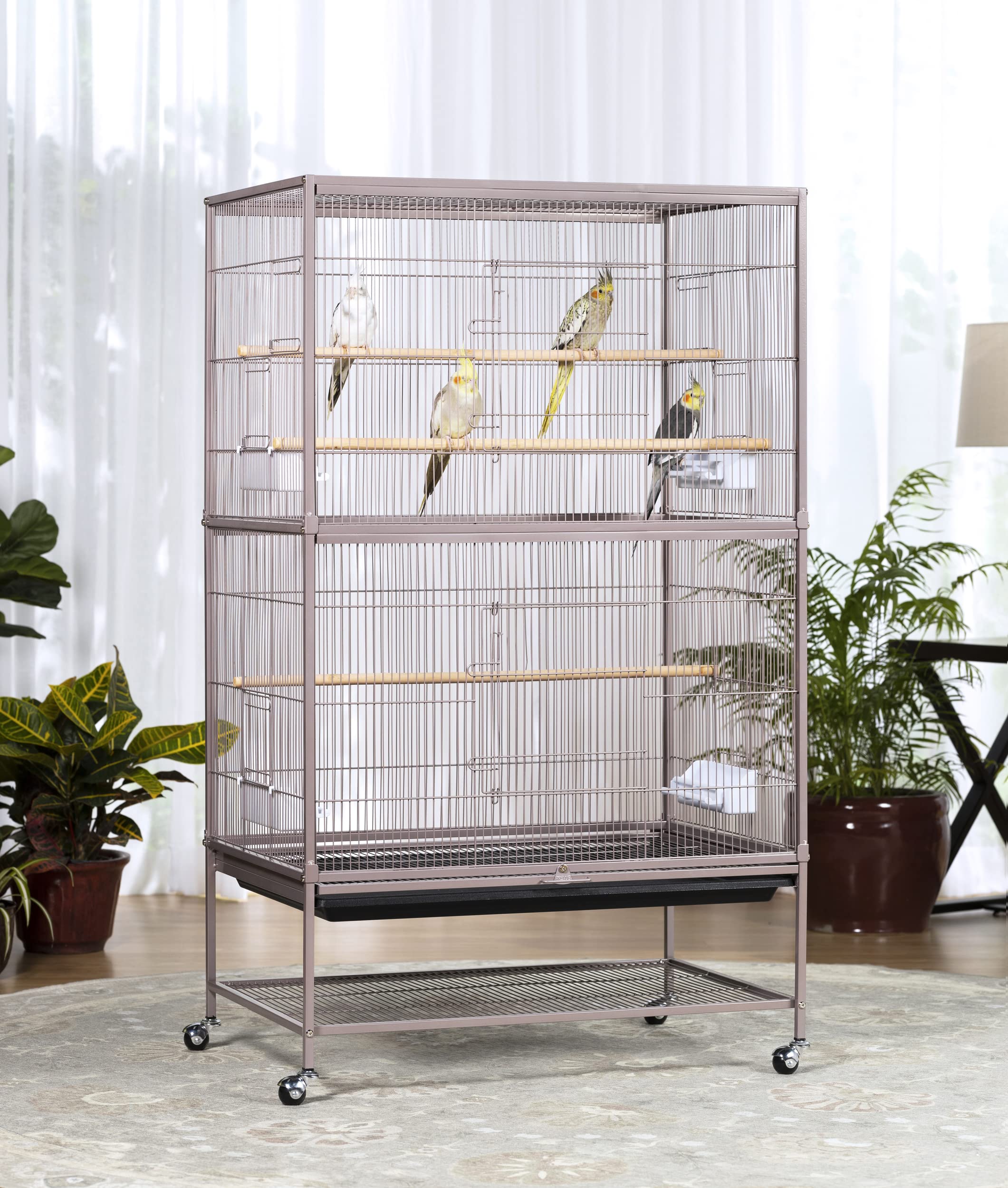 Prevue F042 Blush Pink Flight Bird Cage - Small Parrot Cage for Cockatiels, Lovebirds & Finches - Perfect for Home, Office & Aviary Use
