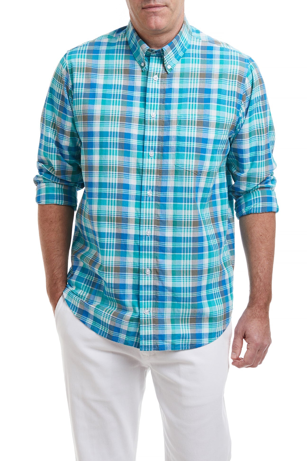 Chase Shirt Shoal Madras - Stylish Casual Button-Up Shirt for Men | Perfect for Summer Outings, Beach Vacations & Weekend Getaways