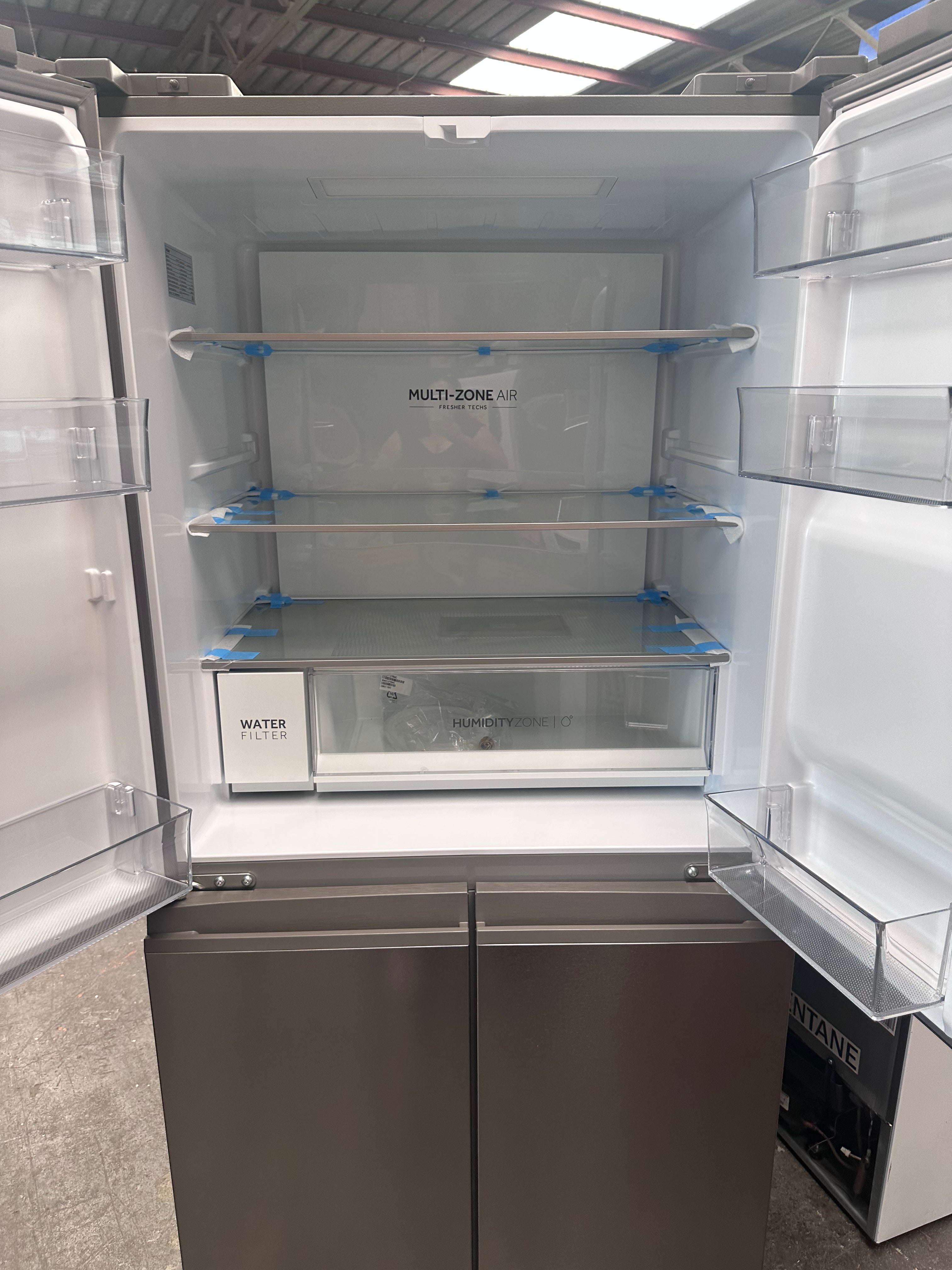 Haier 507L Quad Door Refrigerator Freezer - Stainless Steel Finish, Energy Star Certified (HRF580YPS) - Perfect for Large Families, Entertaining & Modern Kitchens [Factory Second]