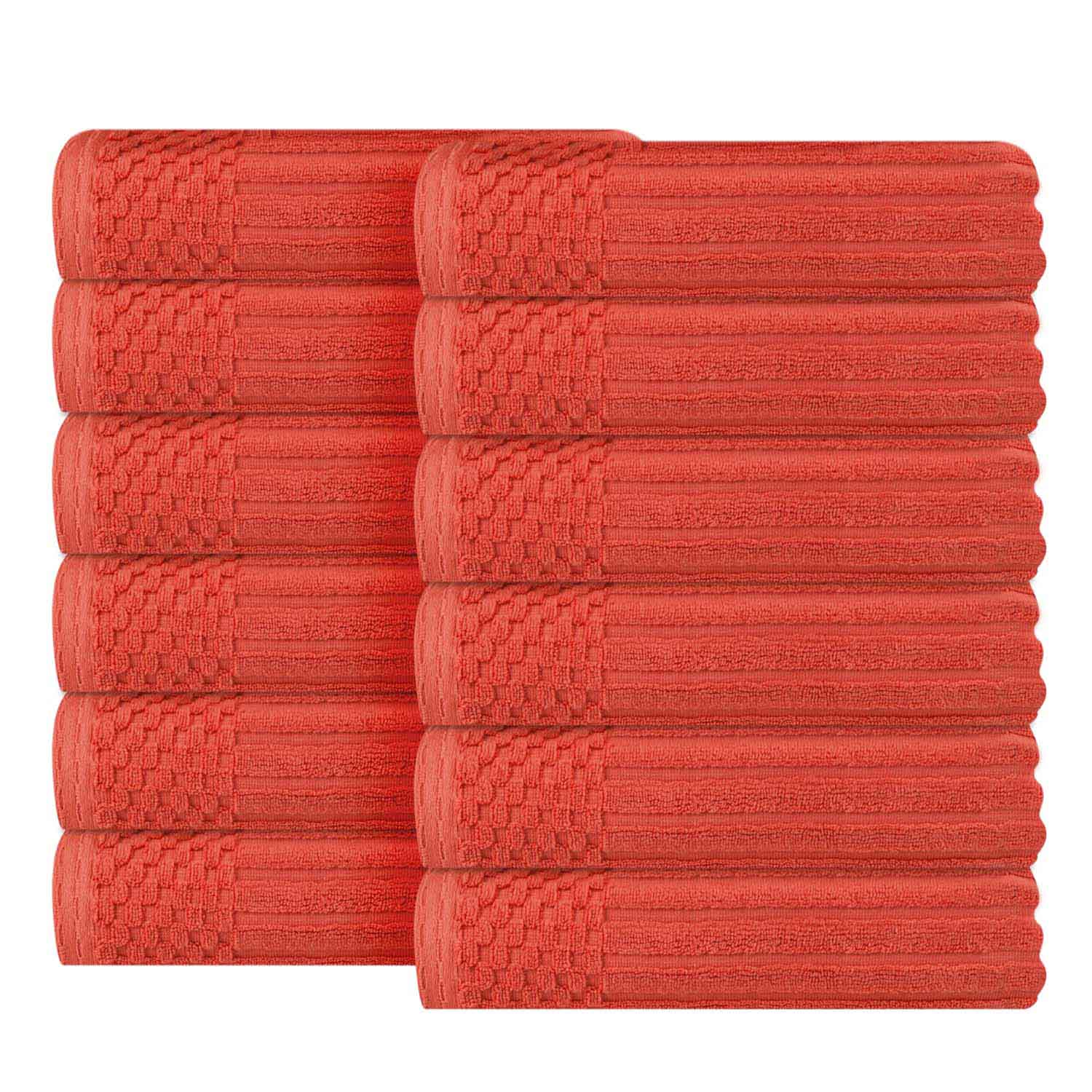 Premium Soho Ribbed Textured Cotton Face Towels - Ultra Absorbent & Soft (12-Pack) - Perfect for Spa, Gym, Travel & Daily Skincare Routine
