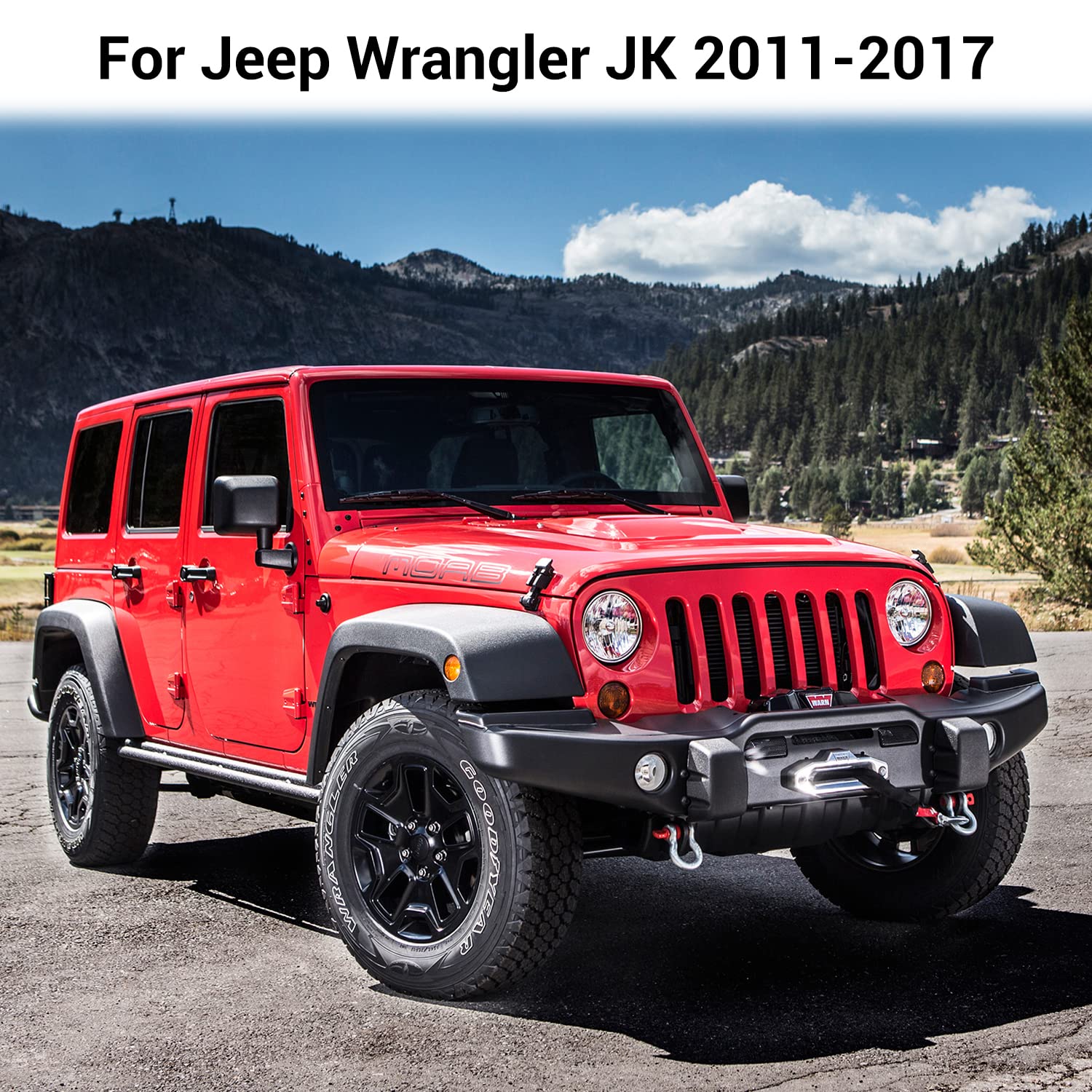 JeCar Front Door Storage Pockets & Net Organizers - Replacement Interior Accessories for Jeep Wrangler JK JKU (2011-2018 Models) - Perfect for Road Trips & Off-Road Adventures