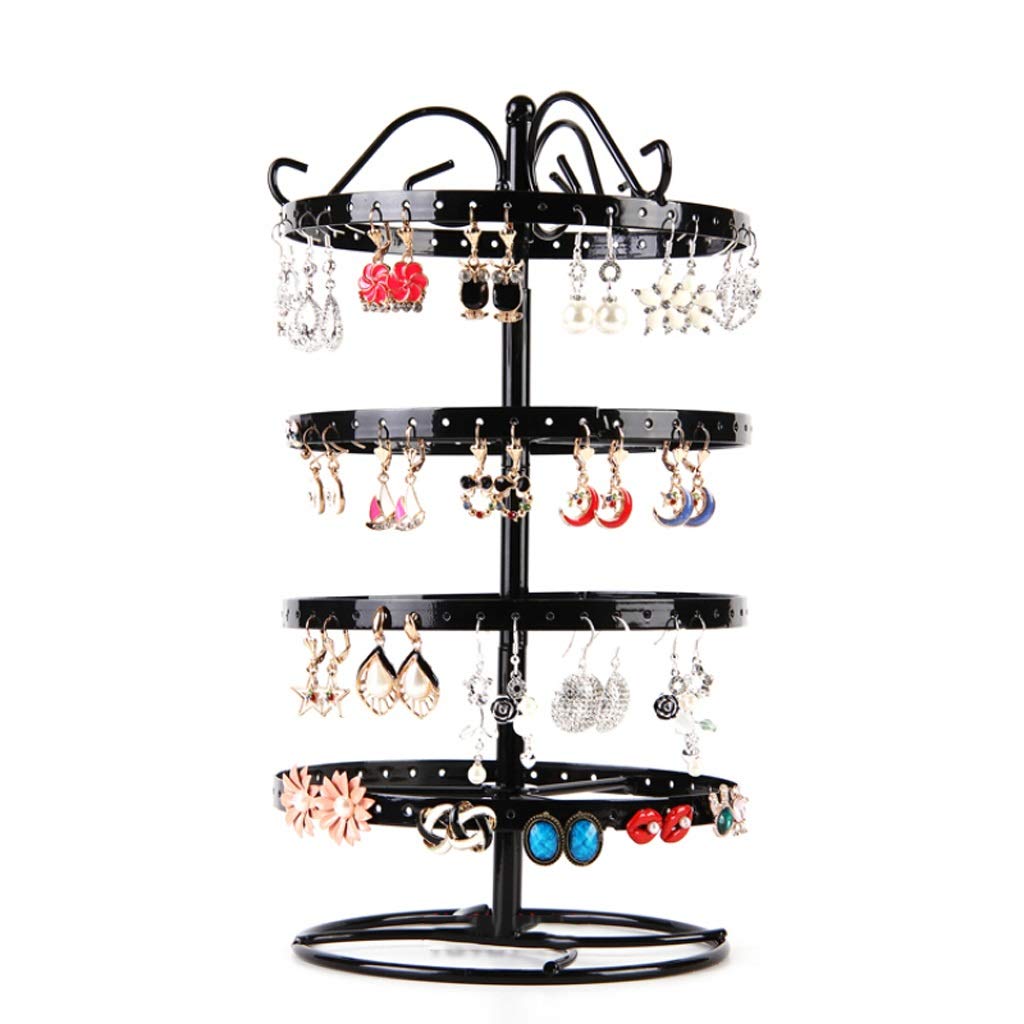 4-Tier Rotating Metal Jewelry Organizer Stand - Earrings, Necklaces & Bracelets Holder - Countertop Display for Jewelry Store, Bedroom & Vanity Decor