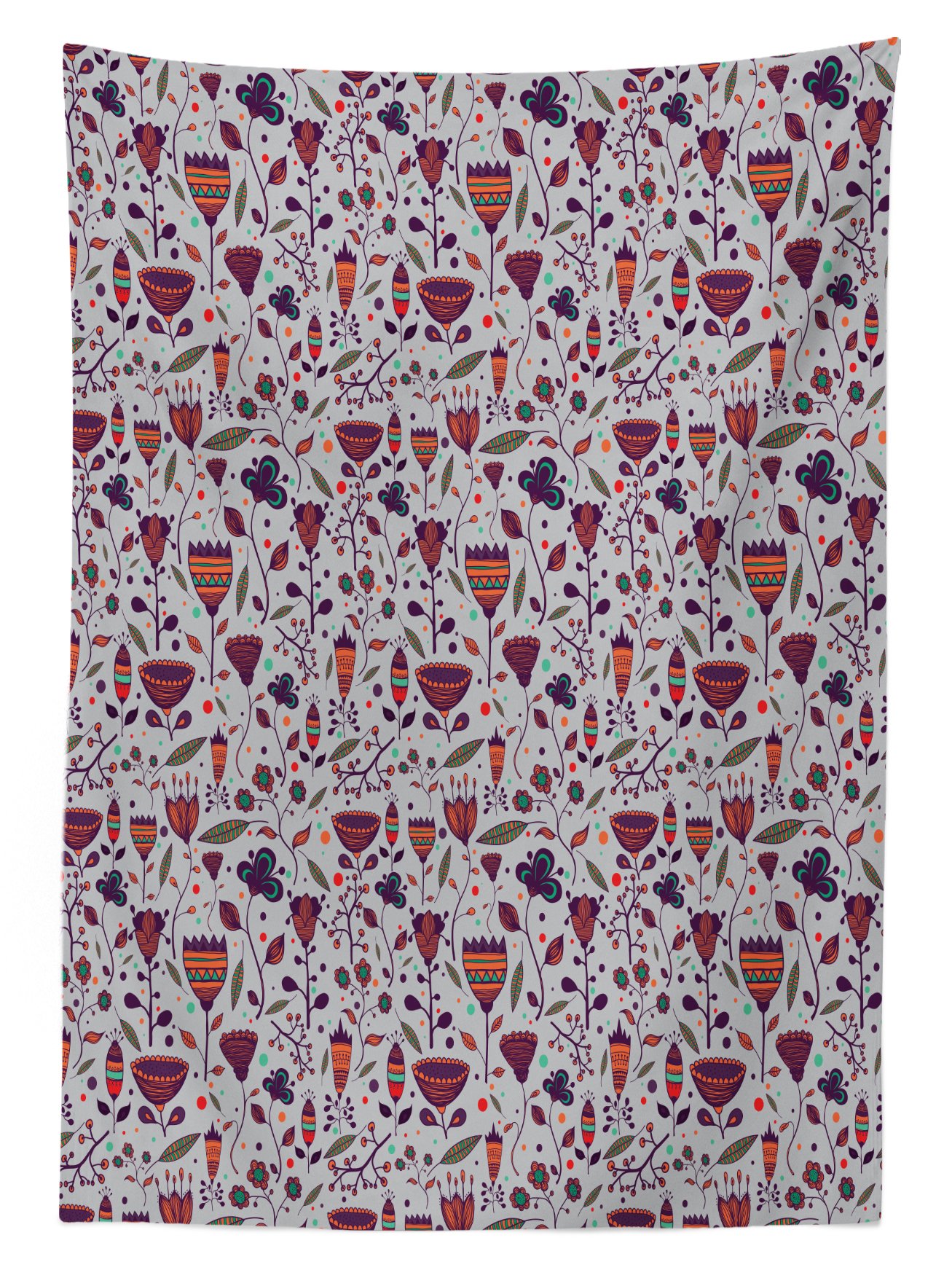 Ambesonne Floral Outdoor Tablecloth - Hand Drawn Blossom Field Design with Vibrant Magnolia, Pansy & Spring Branches - Washable Picnic Table Cover 58x120 Inches - Perfect for Garden Parties, Outdoor Dining & Spring Decorations