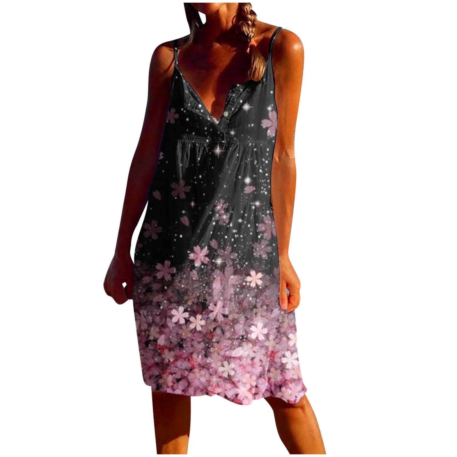 Women's Floral Print Sundress - Sleeveless Beach Dress for Summer Vacation, Hawaiian Style Shift Dress with Graphic Design | Perfect for Beach Outings, Pool Parties, and Tropical Getaways